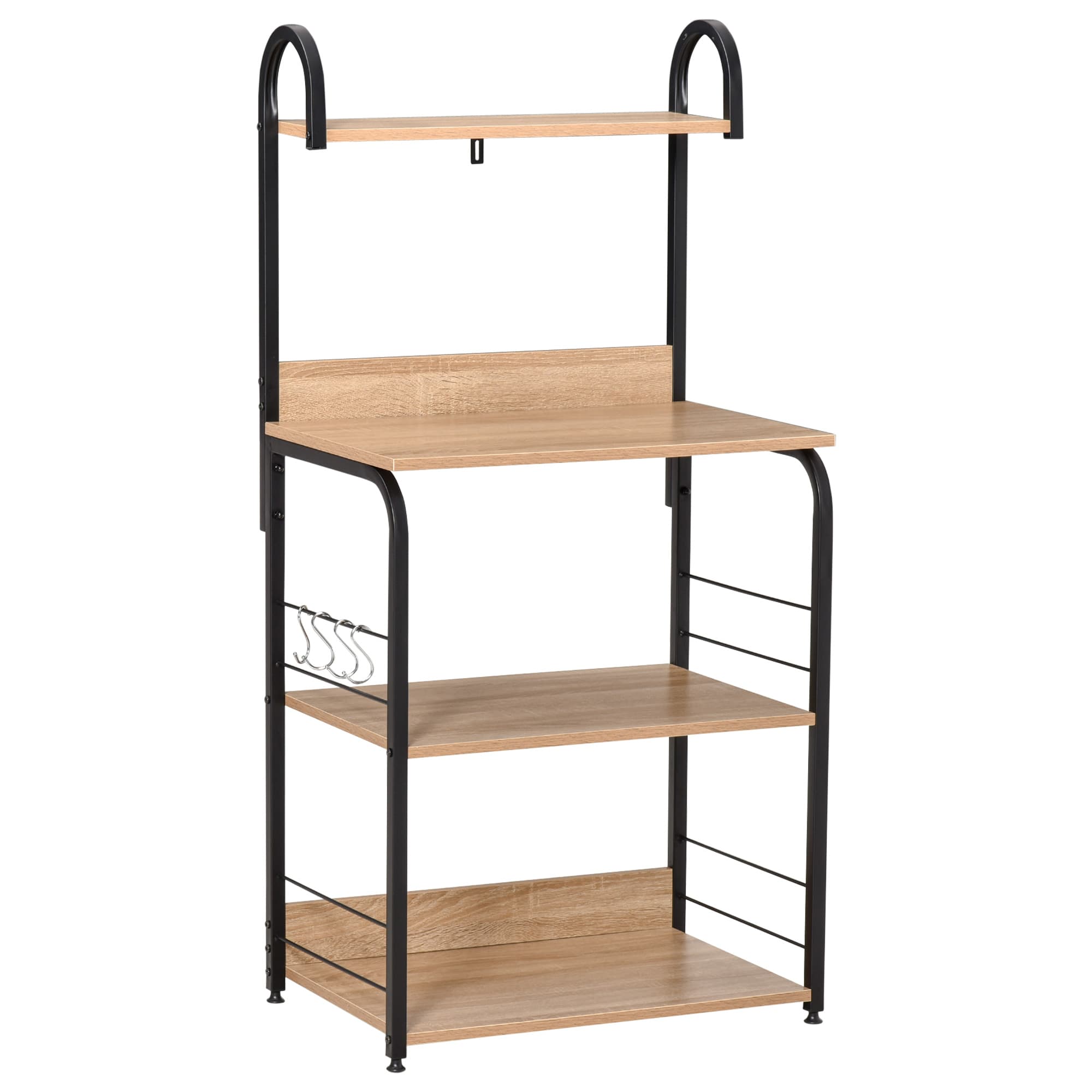 HOMCOM Étagères de cuisine étagère de rangement design industriel micro-onde aspect chêne clair châssis métal noir