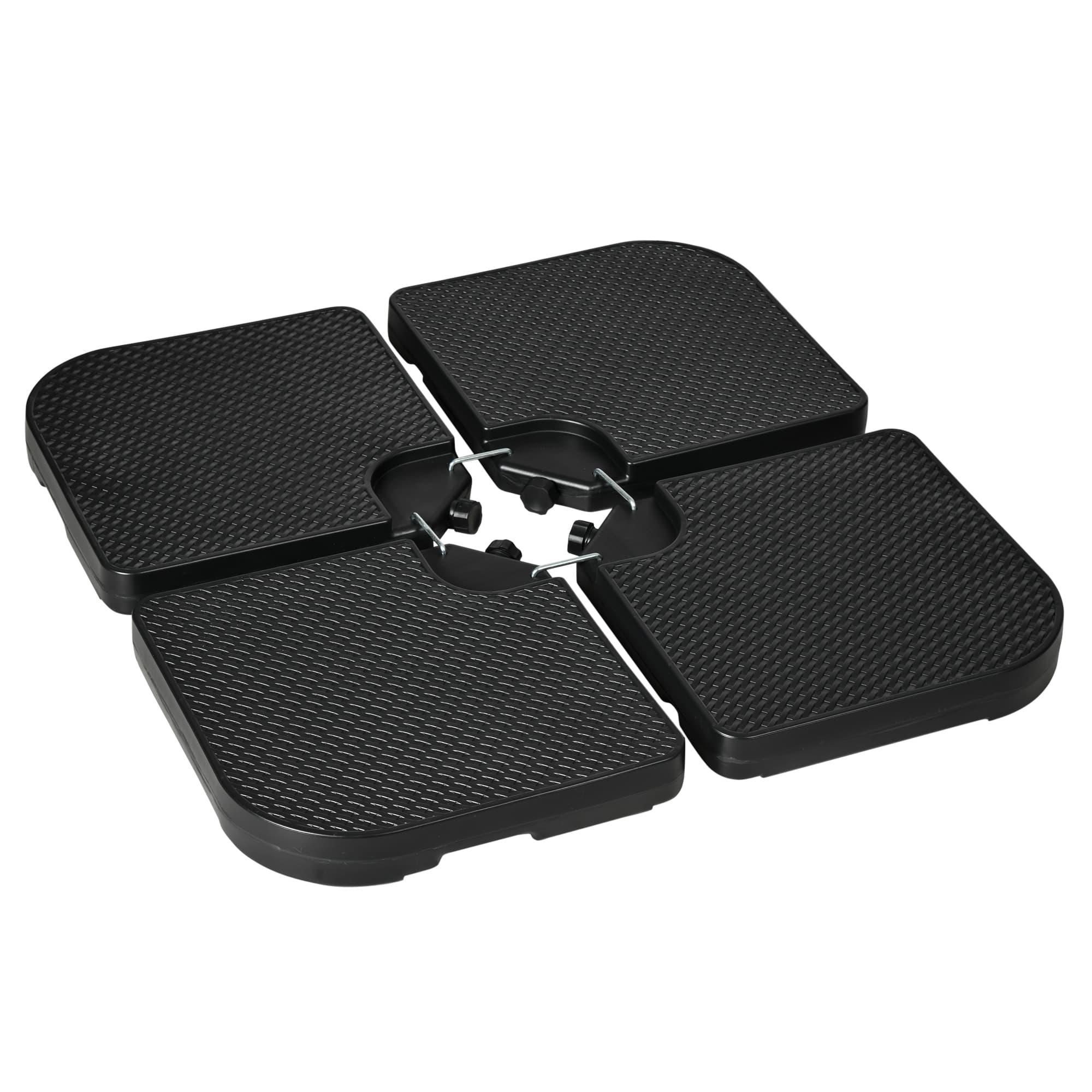 Outsunny Lot de 4 dalles de lestage pour parasol déporté à remplir d'eau ou de sable jusqu'à 60/80 kg 100 x 100 x 8 cm noir Aosom France