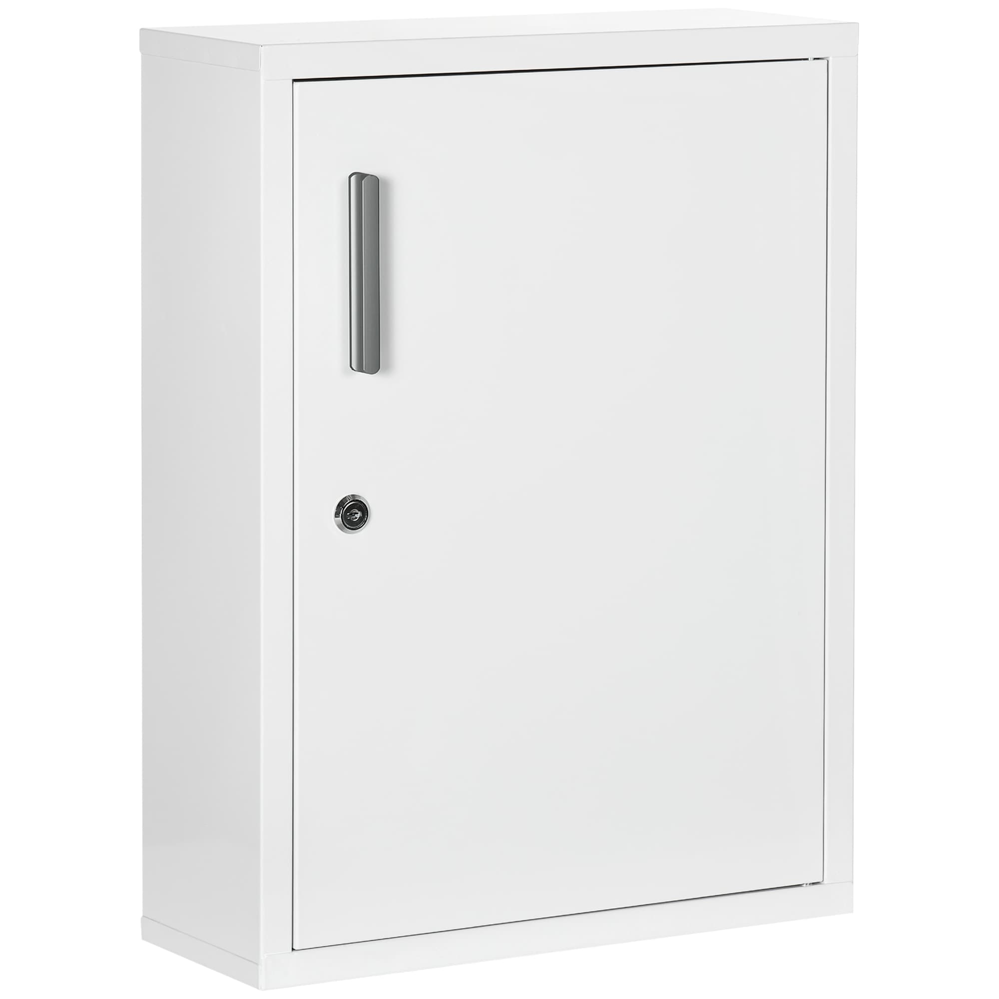 kleankin Armoire Médicale Blanche Sécurisée 2 Étagères Verrouillable avec Clés Aosom France
