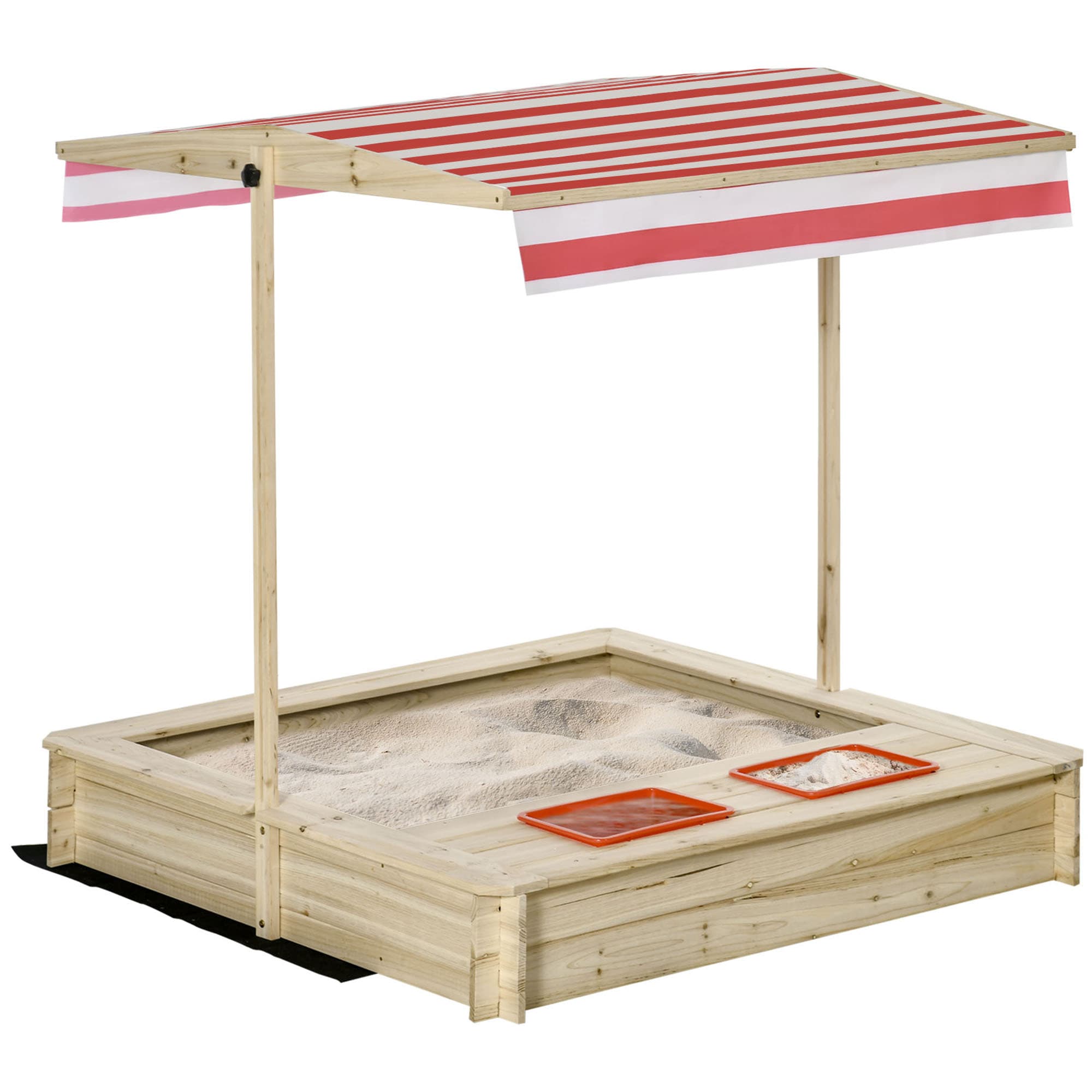 Outsunny Bac à sable en bois avec toit ajustable en hauteur inclinable protégé UV fond de bac non inclus 118 x 118 x 118 cm-AOSOM.fr