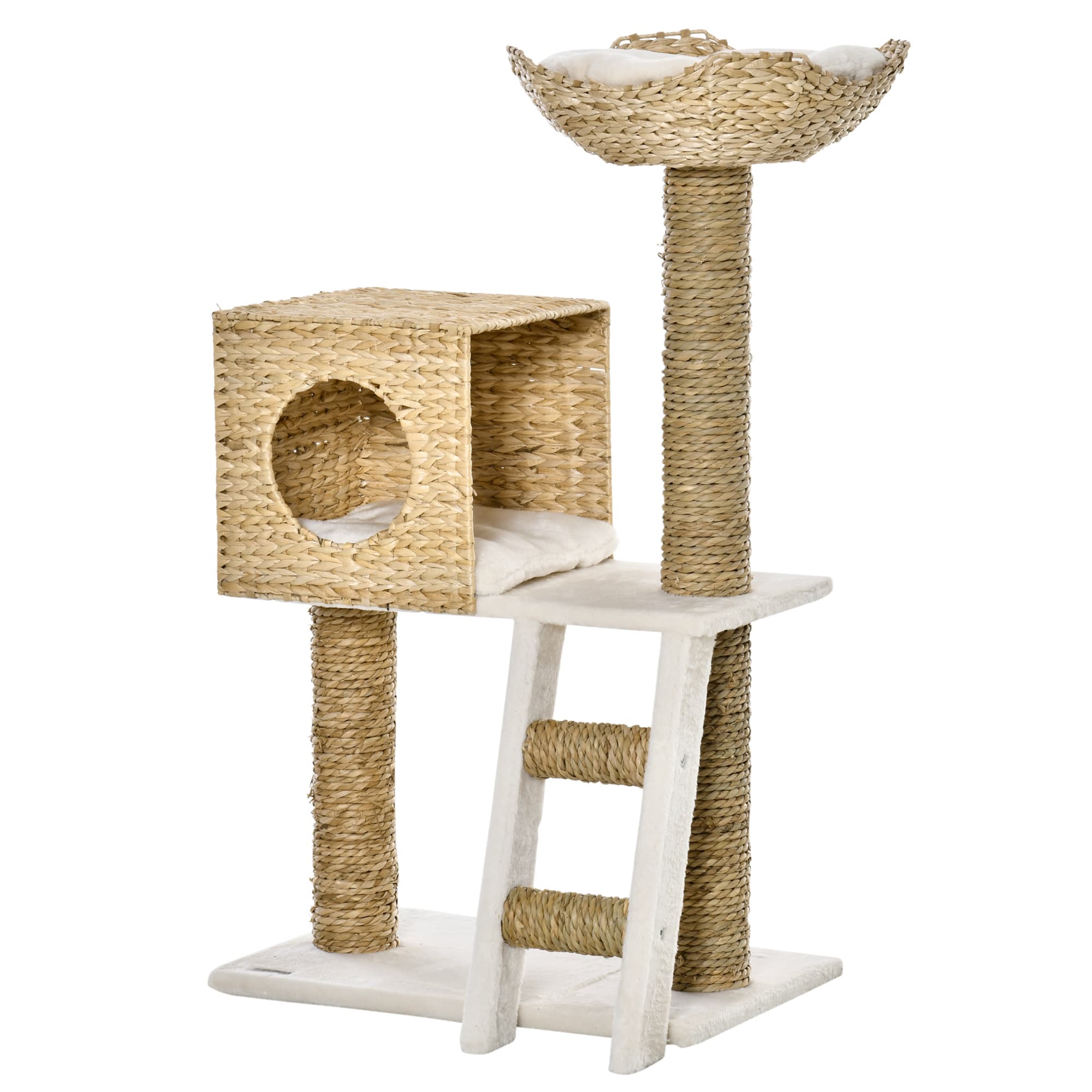 PawHut Arbre à chat Design - Centre d'activités et Griffoir en quenouille Tour à Grimper pour Chats 100,5 cm Aosom France