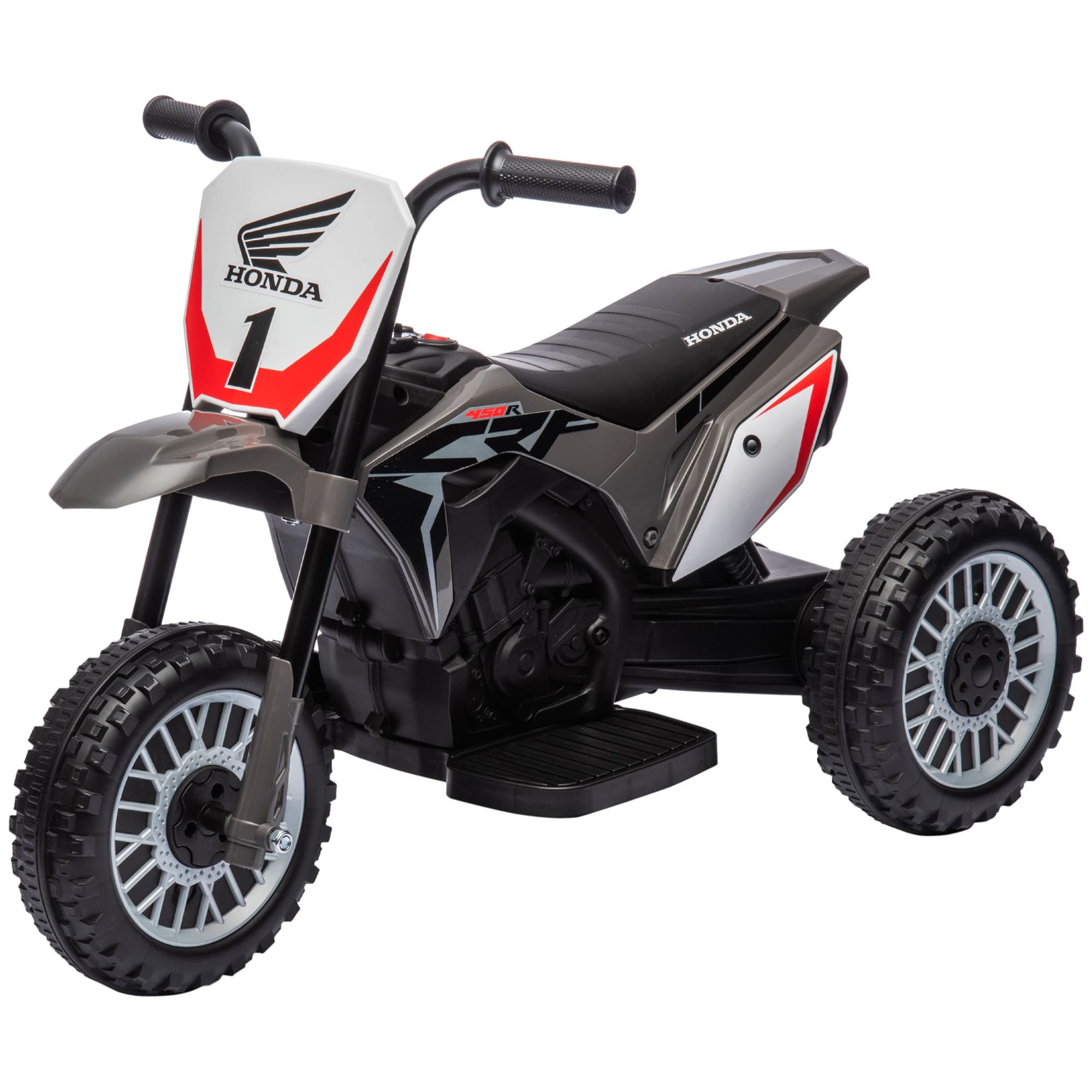 HOMCOM Moto électrique enfants moto cross licence Honda CRF450RL 3 roues batterie 6V enfants 18-36 mois gris