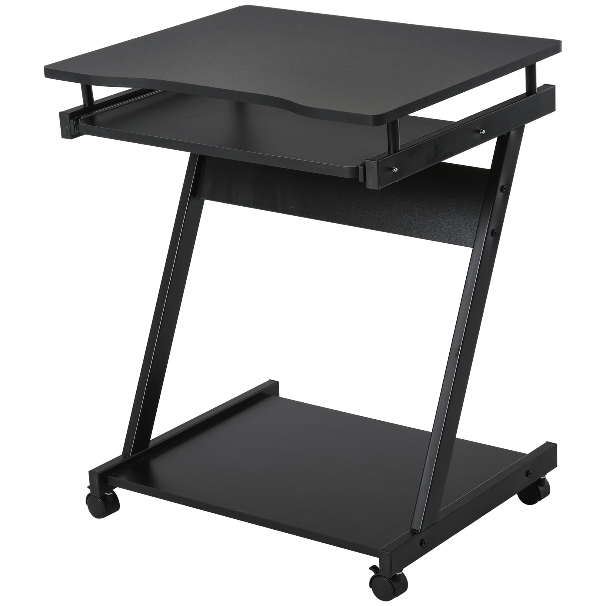 HOMCOM Bureau Informatique Noir Compact avec Étagère et Clavier Coulissant Aosom France