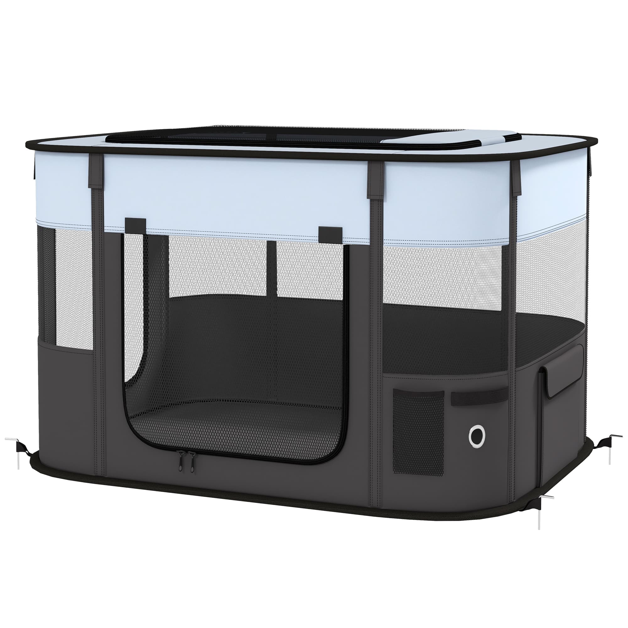 PawHut Parc enclos pliable pour chien chat petits animaux en tissu Oxford avec rangement 84 x 64 x 53 cm gris et noir