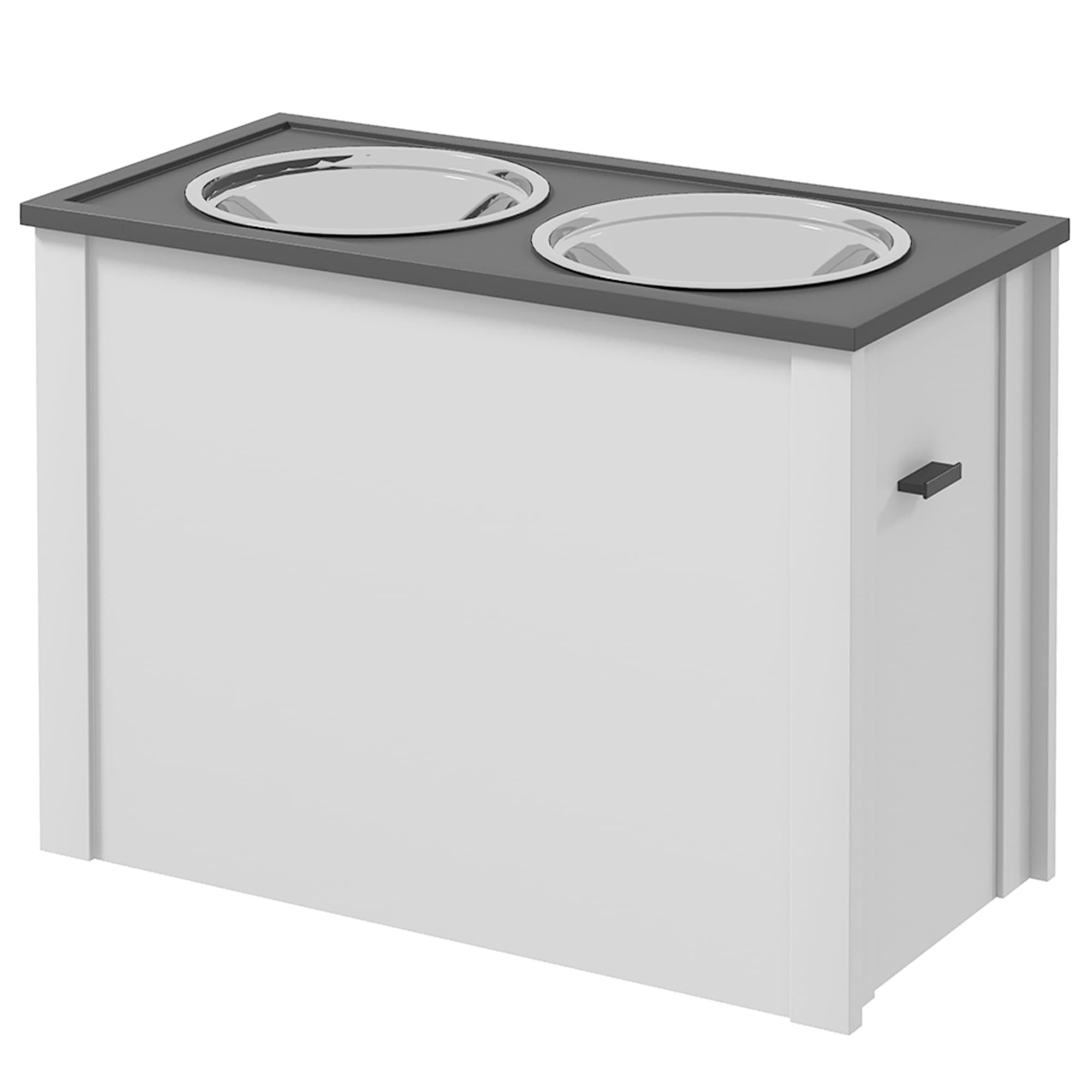 PawHut Gamelle Surélevée Chiens avec Rangement 2 Bols Inox Amovibles et Coffre 60x30x42cm Aosom France