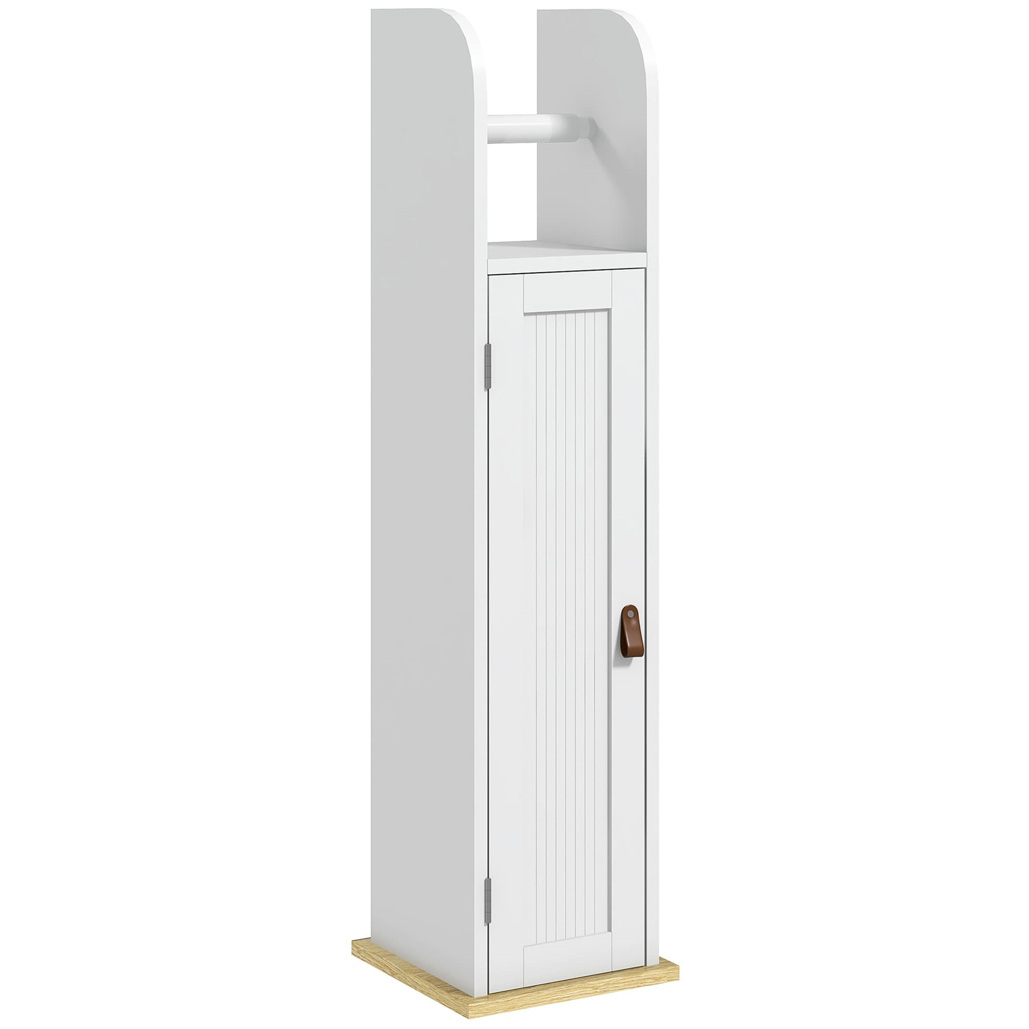 kleankin Meuble Bas Salle de Bain Blanc Placard Étagères Réglables et Dérouleur Aosom France