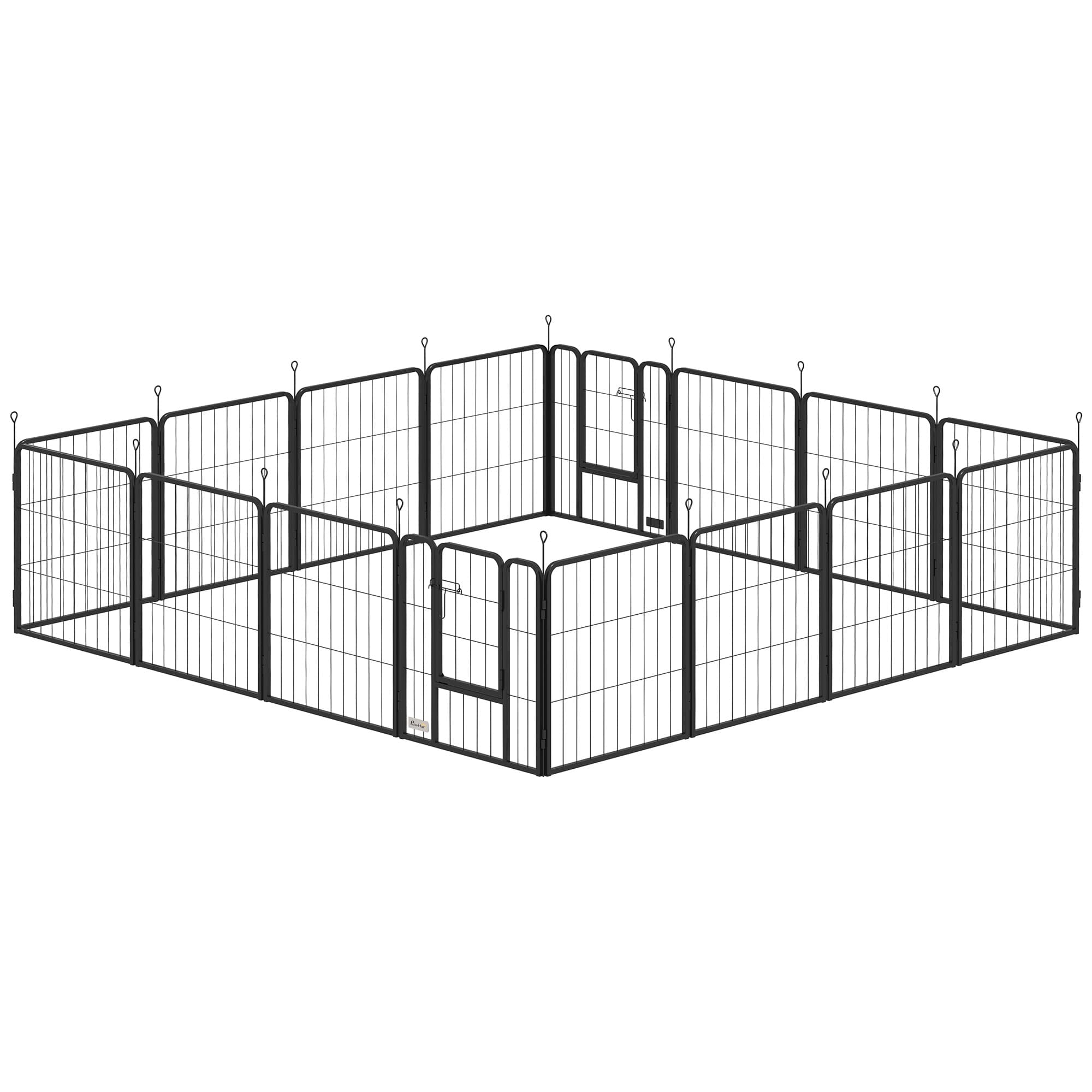 PawHut Parc pour chien, parc pour animaux, 16 panneaux, clôture portable pliable, sécurisé, noir