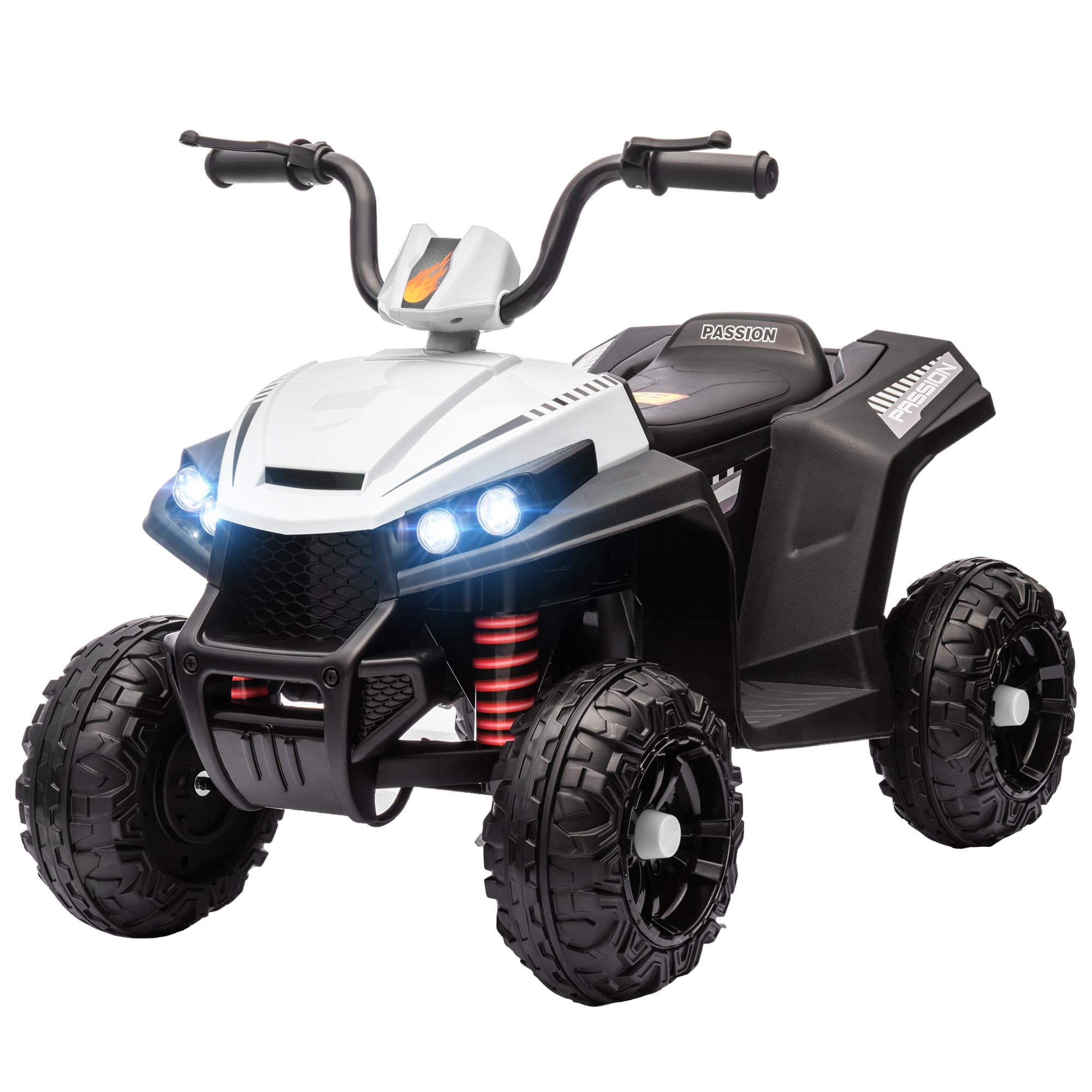 AIYAPLAY Quad électrique enfant 12 V voiture électrique 2 moteurs marche avant et arrière 37-60 mois 85 x 55,5 x 62 cm blanc