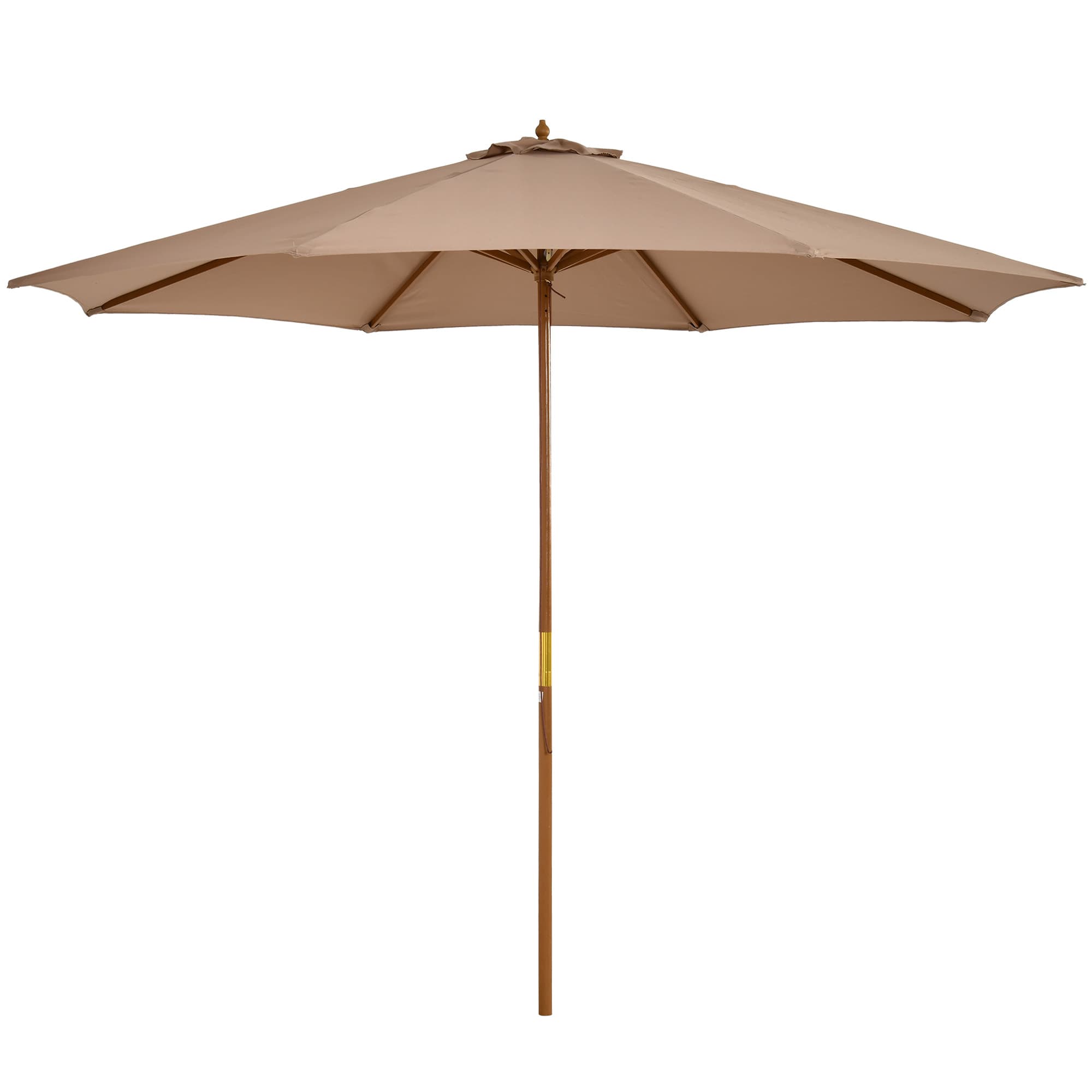 Outsunny Parasol droit parasol de jardin double toit en bois polyester haute densité protection solaire Ø 3 x 2,5 m kaki