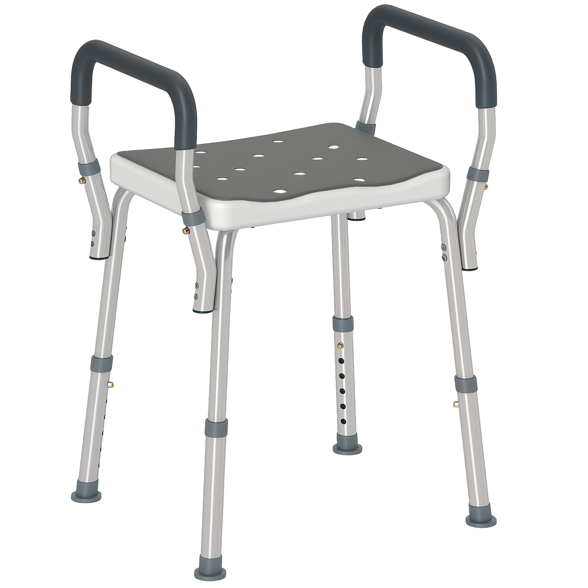 HOMCOM tabouret de douche chaise de bain, avec patins antidérapants, assise rembourrée confortable, gris Aosom France