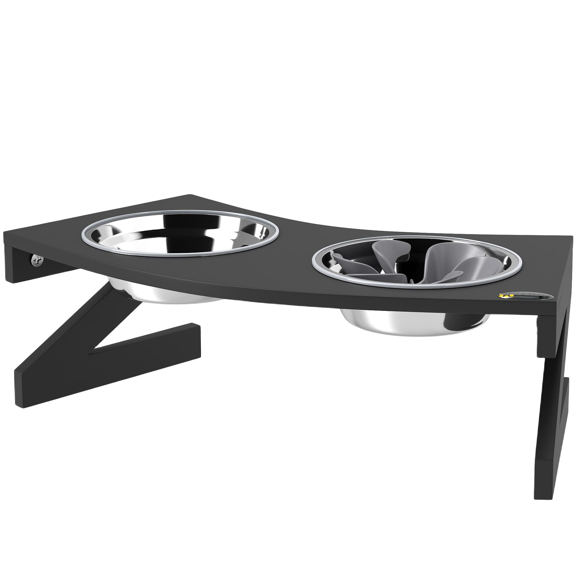 PawHut Gamelle chien surélevée avec support gamelle pour chien avec 2 bols en acier inoxydable de 1L 52,5 x 30 x 16,5 cm noir