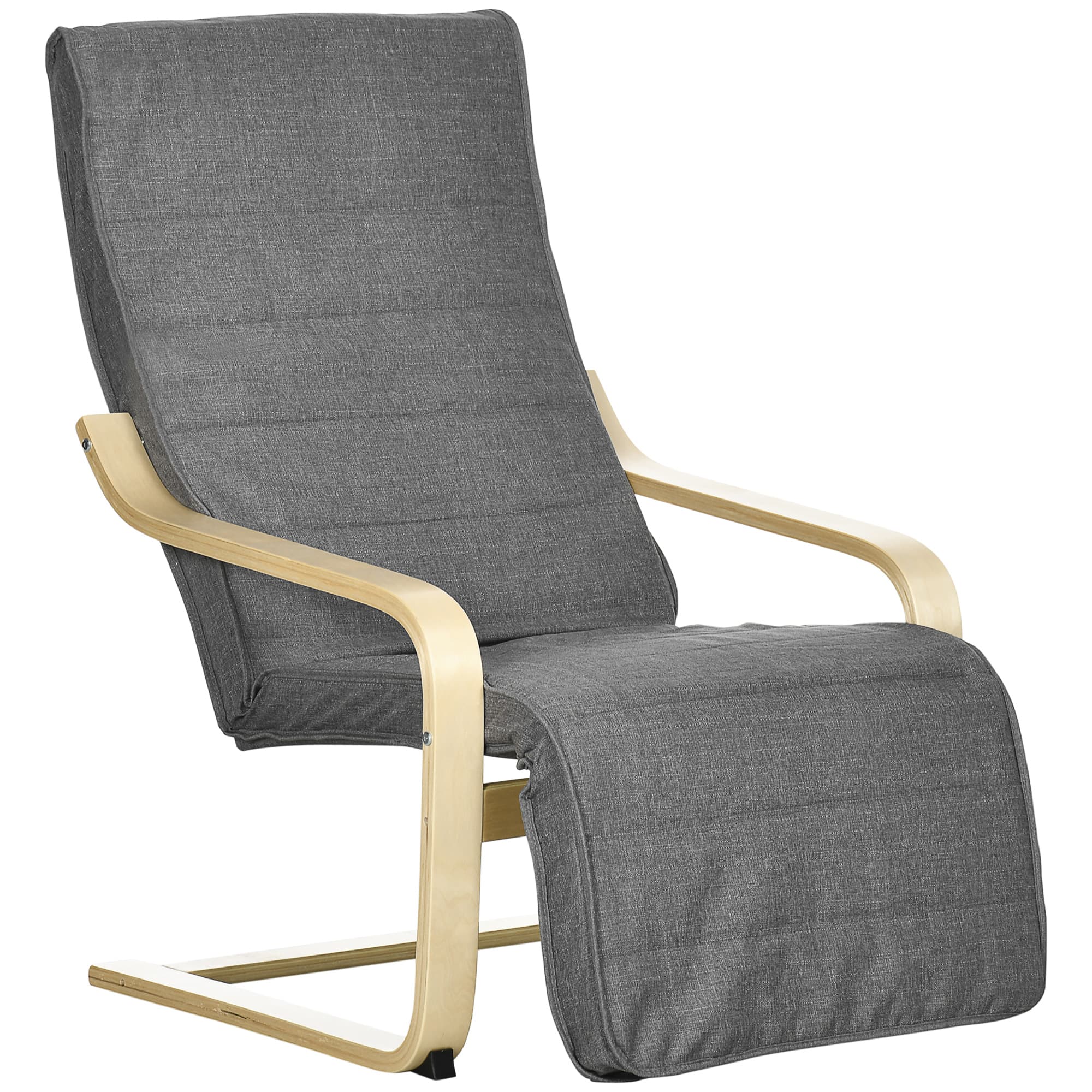 HOMCOM Fauteuil Luxe Confort et Relaxation avec Repose-Pied réglable déhoussable 94 x 66,5 x 100 cm cm Bois Massif Gris Aosom France