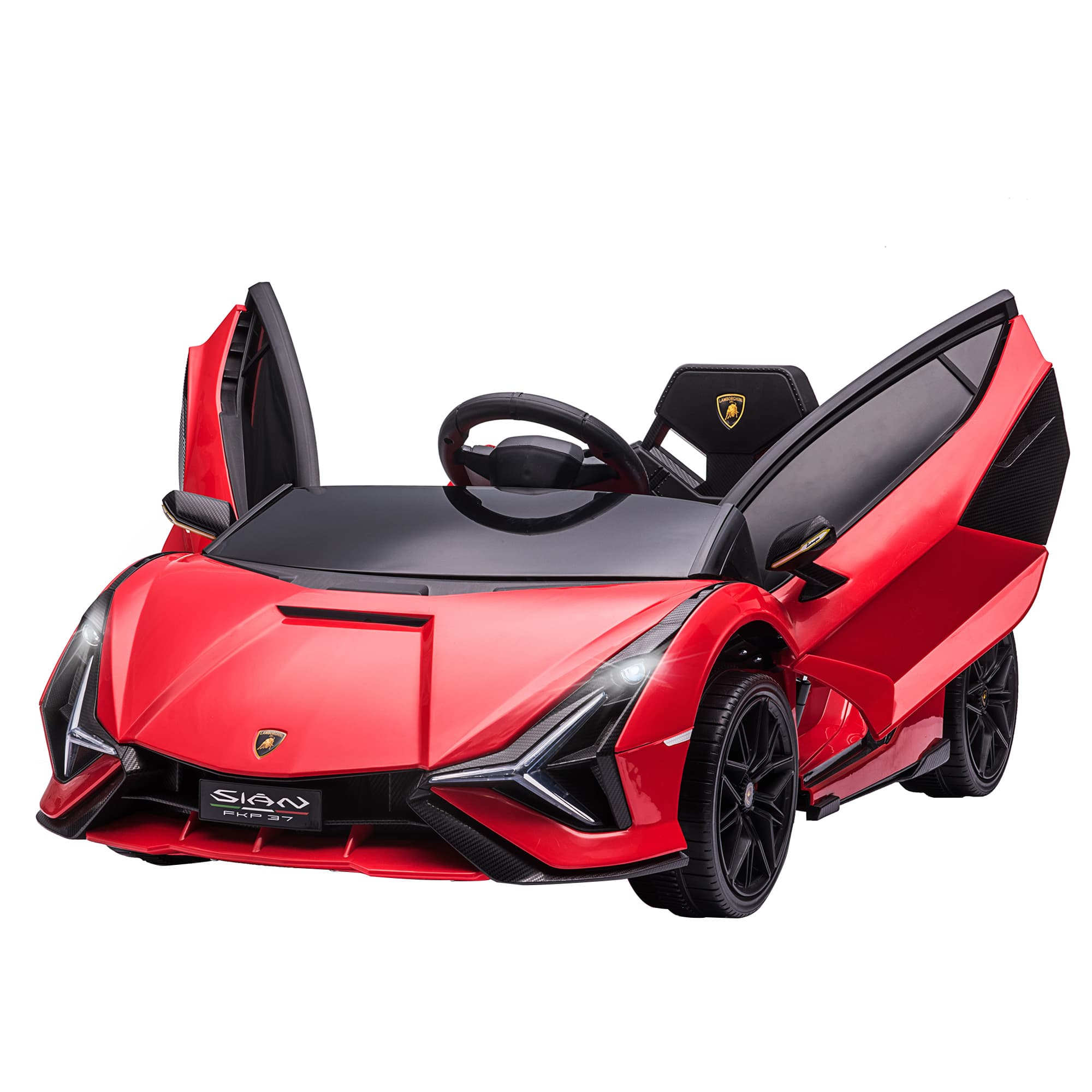 HOMCOM Voiture électrique Enfants de Sport Supercar 12 V - V. Max. 8 Km/h Effets sonores + Lumineux Rouge