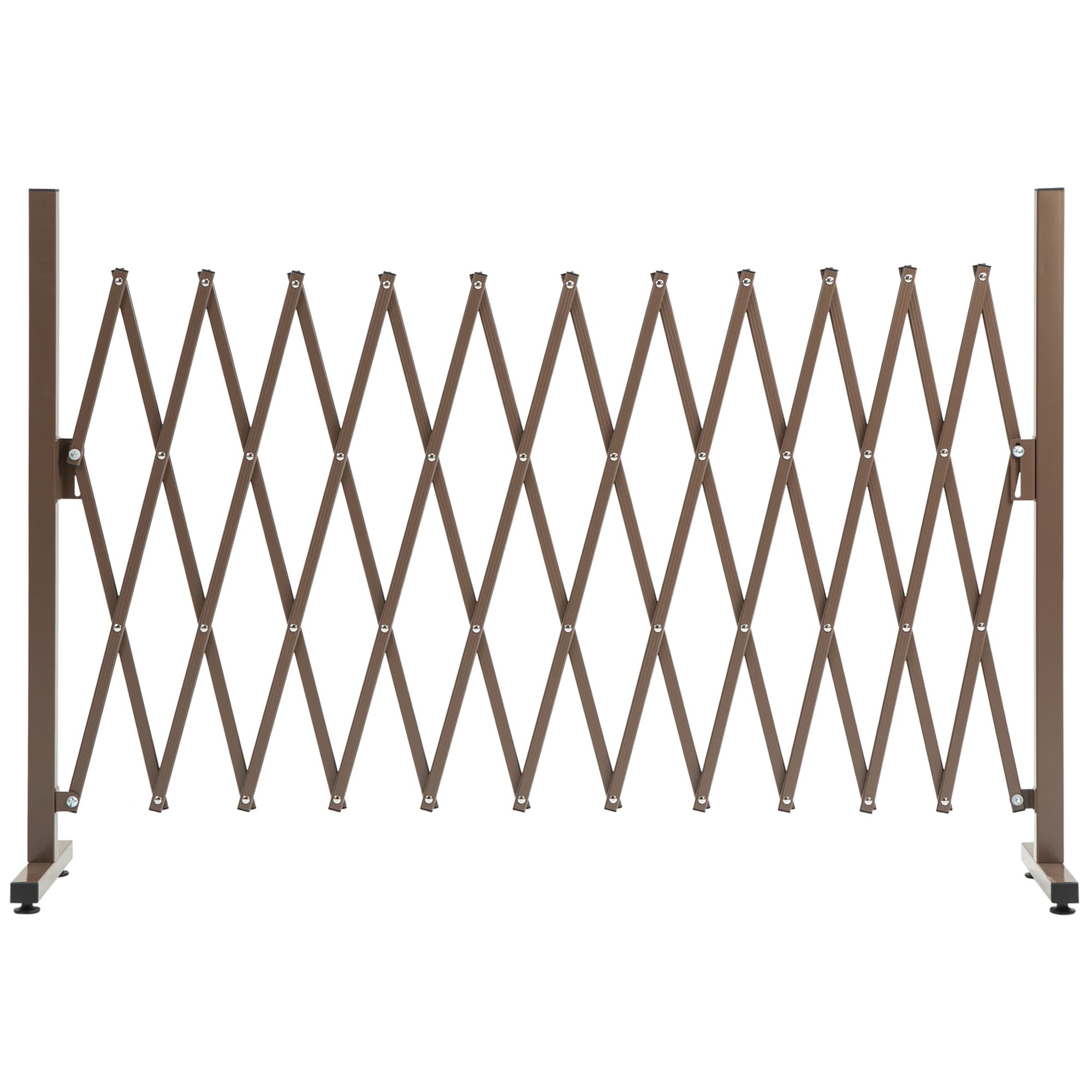 Outsunny Barrière Extensible rétractable barrière de sécurité 300L x 31l x 104H cm alu métal Chocolat
