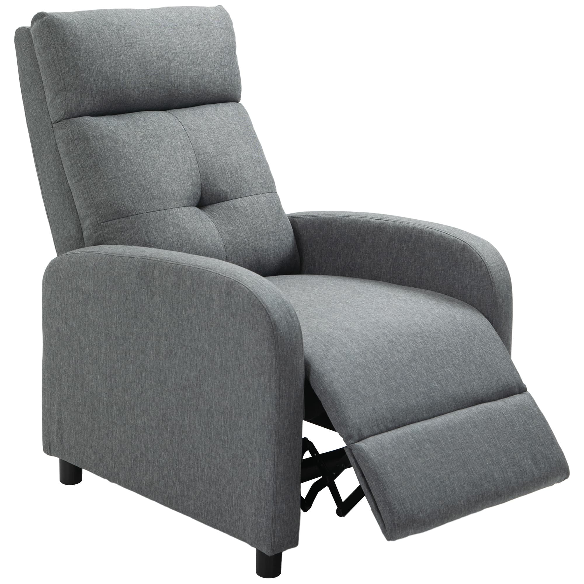 HOMCOM Fauteuil de relaxation inclinable manuellement avec repose-pied revêtement effet lin gris