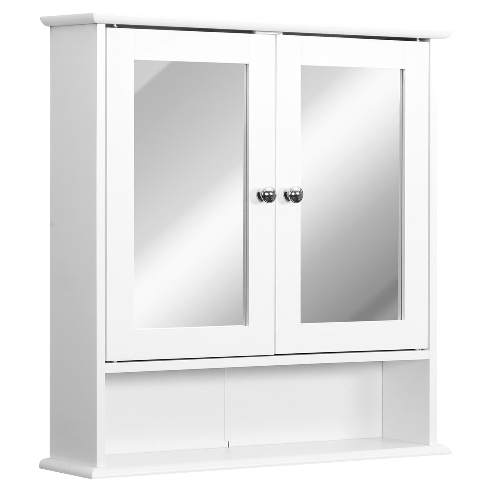 HOMCOM Armoire Murale Salle de Bain avec Double Miroir et Étagères Réglables Blanc MDF Aosom France