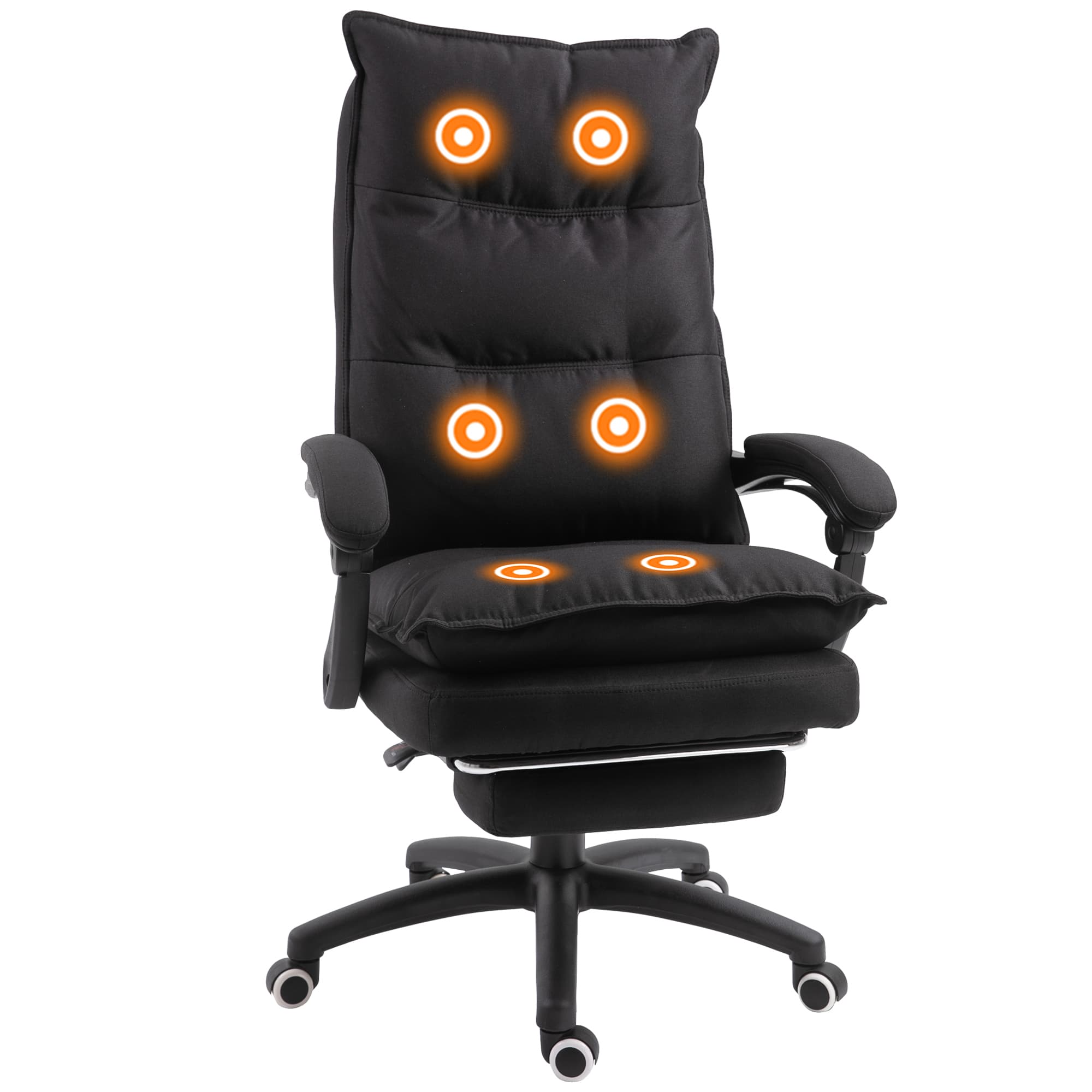Vinsetto Fauteuil de bureau direction massant hauteur réglable dossier inclinable repose-pied intégré toile de lin noir