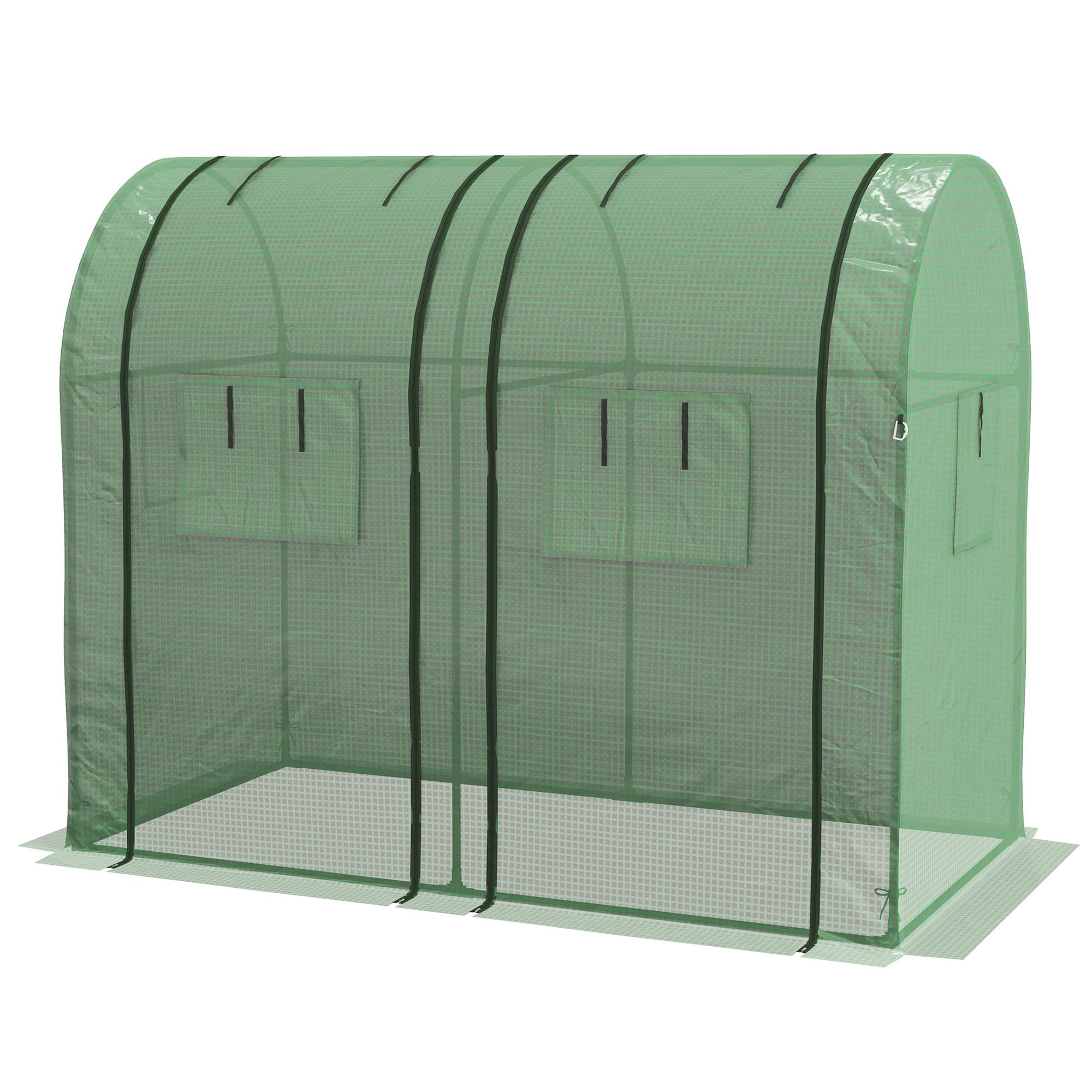 Outsunny Serre de jardin 1,8 m2 dim. 1,85L x 0,9l x 1,5H m 2 Portes zippées déroulantes 4 fenêtres enroulables Acier PE Vert