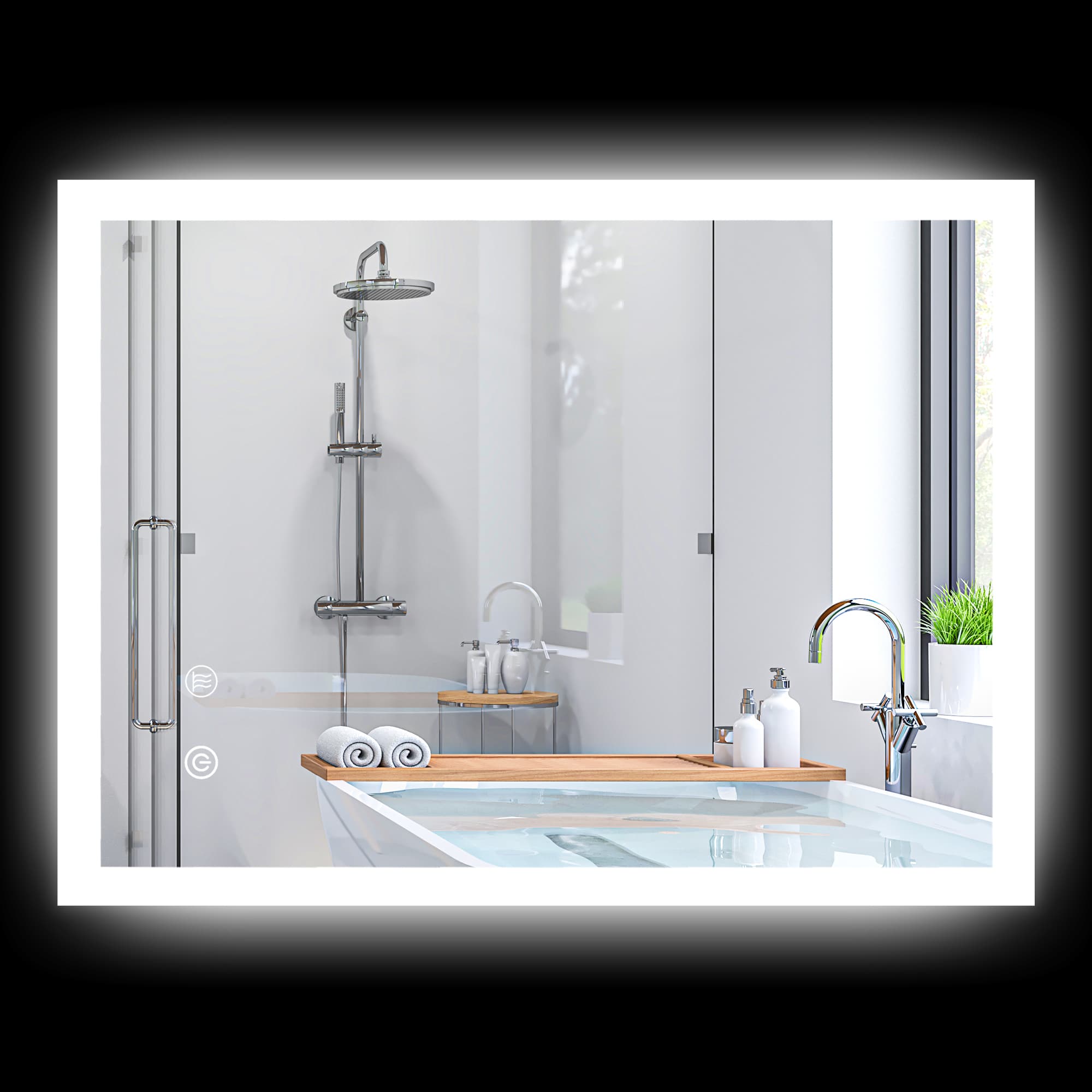 kleankin Miroir mural lumineux LED miroir salle de bain 70L x 50l cm 3 couleurs luminosité réglable interrupteur tactile transparent Aosom France