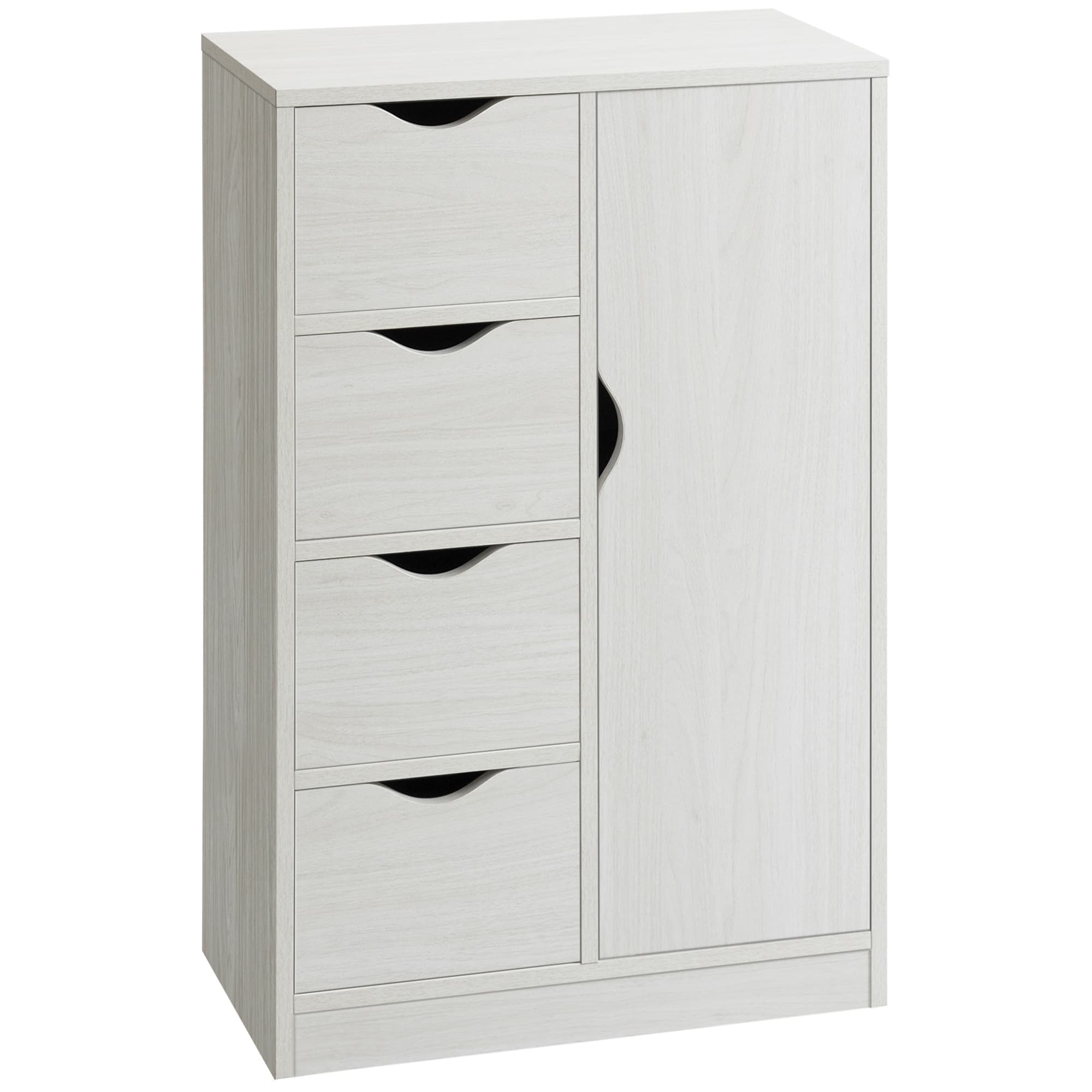 HOMCOM Meuble de Rangement Buffet Commode Moderne 1 Placard et 4 tiroirs - Panneaux Particules - pour Salon, Cuisine, entrée, Salle à Manger - Blanc