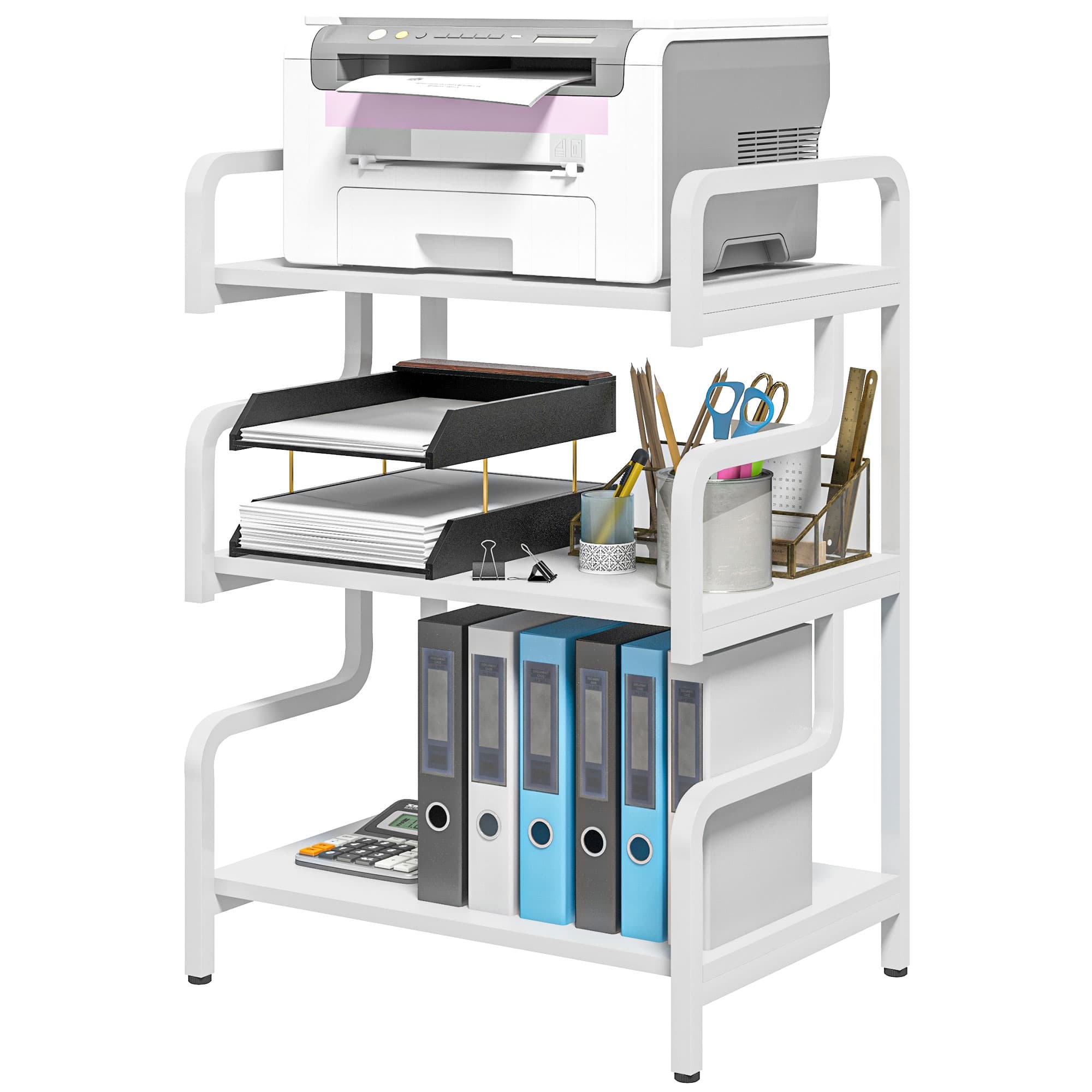 HOMCOM Étagère de rangement à 3 niveaux étagère en métal design industriel structure en acier 55 x 40 x 77 cm blanc