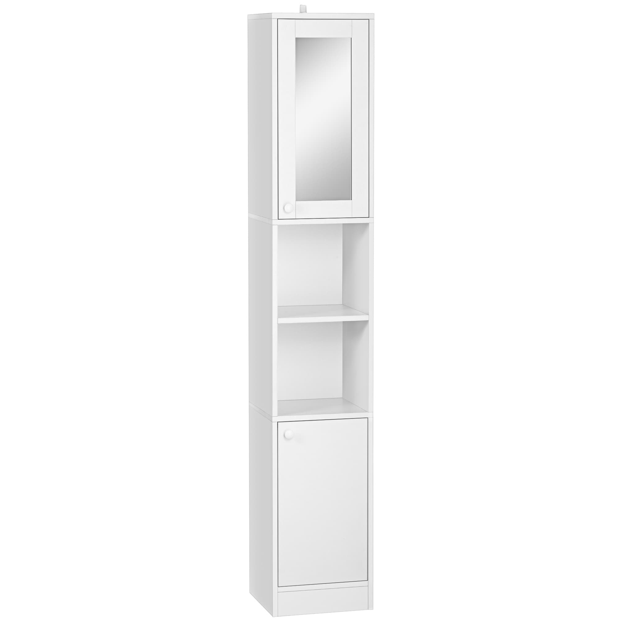 Kleankin Colonne de Rangement Blanche Salle de Bain Étagère Réglable 30x28x170cm Aosom France
