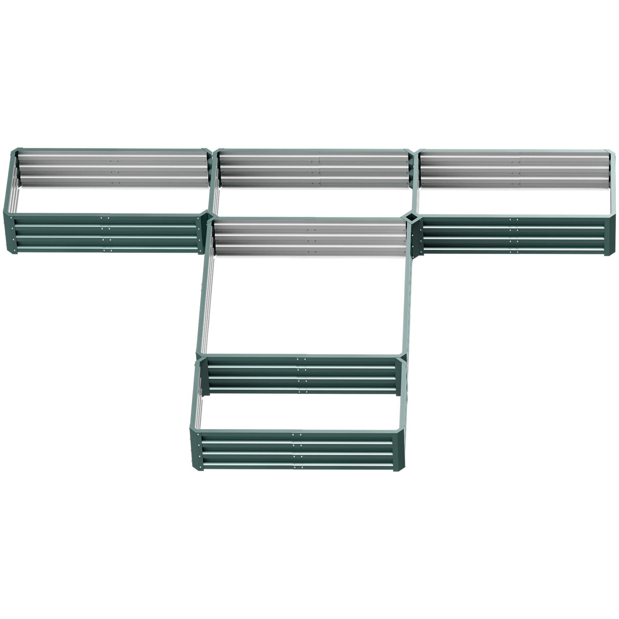 Outsunny Jardinière carré potager de jardin bac à fleurs en acier modulable ensemble de 5 jardinières pour légumes, plantes, fleurs, vert