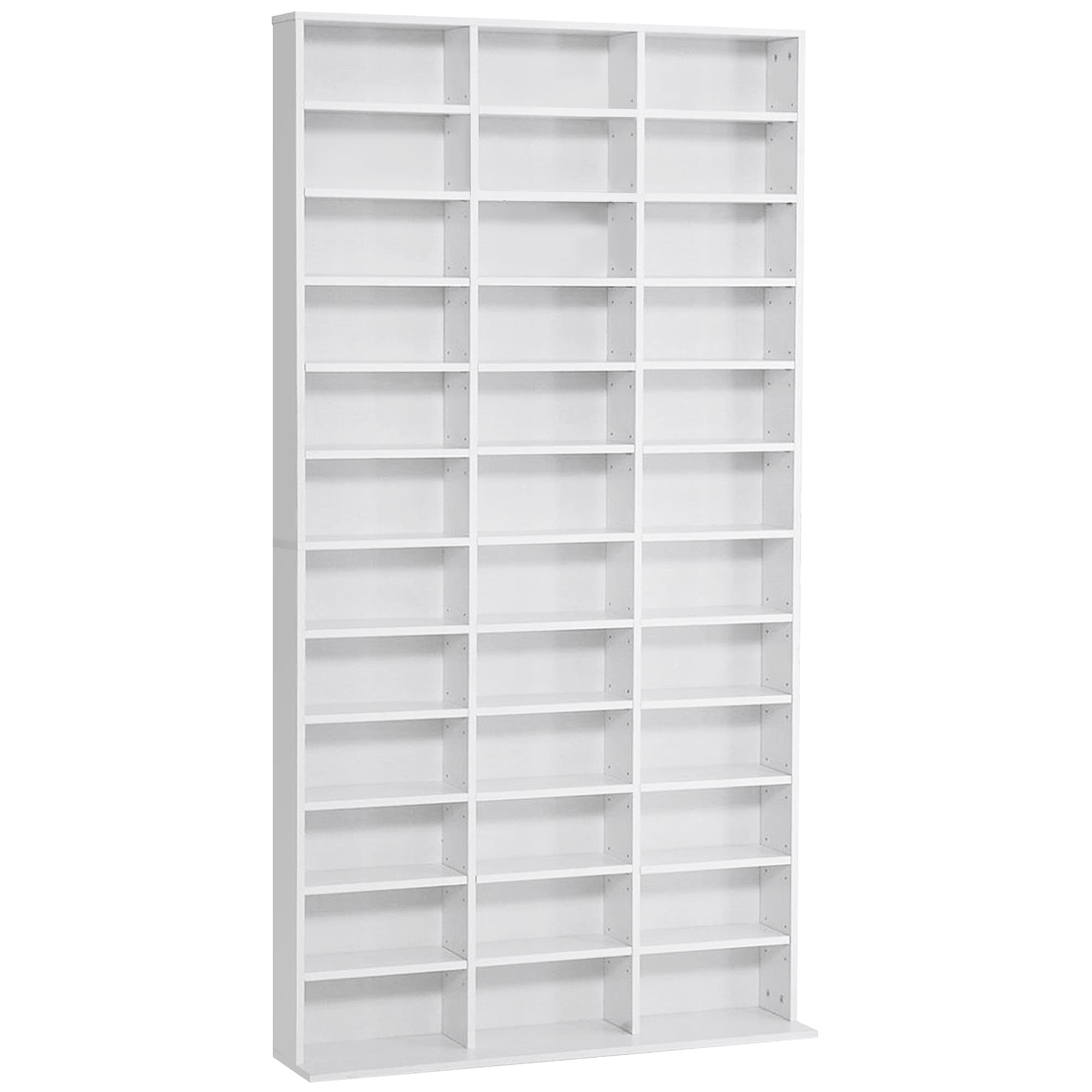 HOMCOM Étagère Rangement CD/DVD Meuble de Rangement pour 1116 CDs 33 Compartiments réglables en Hauteur Blanc Aosom France