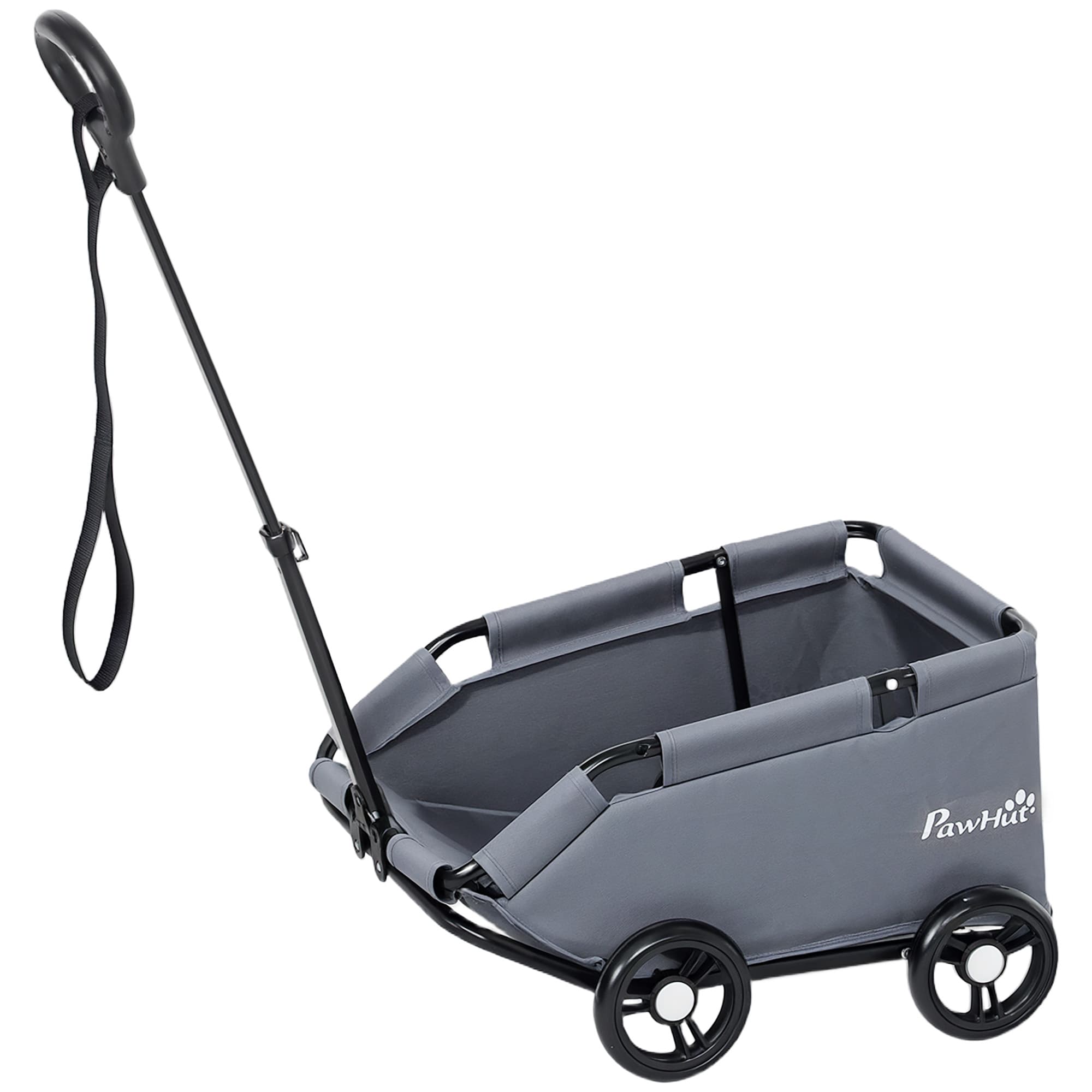 PawHut Poussette pour chien poussette petit chien pliable à 4 roues avec tige de poussée réglable 53 x 45 x 28 cm gris