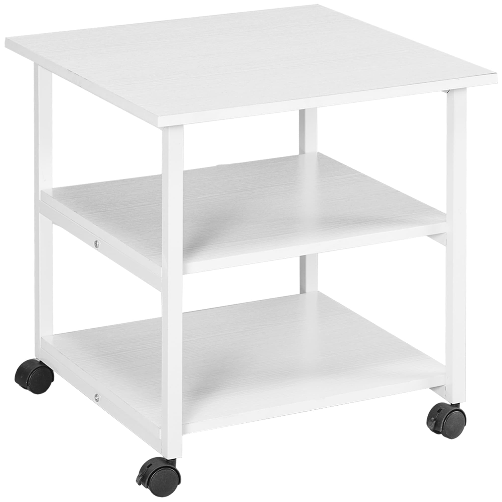 HOMCOM Support d'imprimante desserte de rangement 3 niveaux étagères mobile sur roulettes 50L x 50l x 52,5H cm