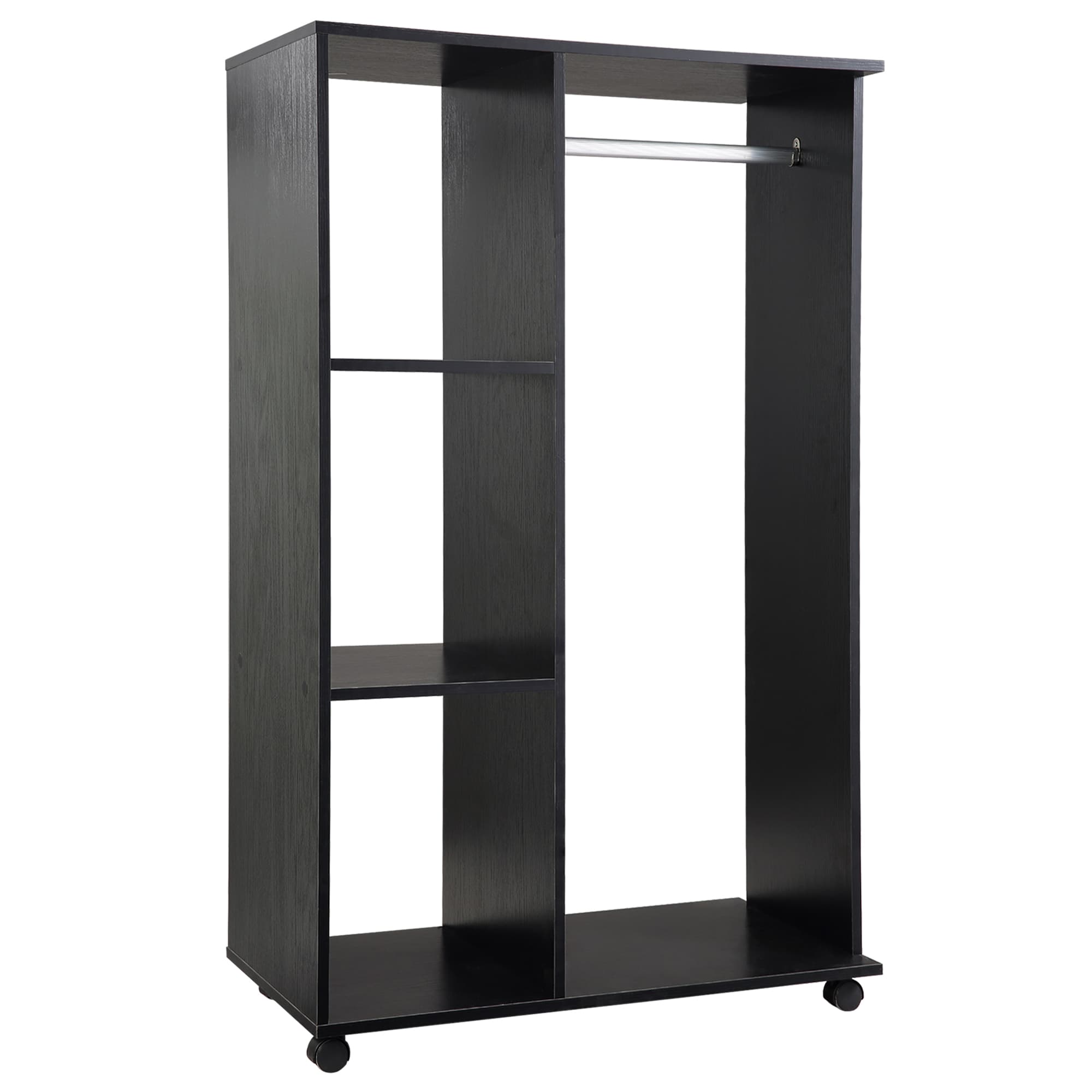 HOMCOM Penderie Mobile à Roulettes Design Moderne Noir Panneaux/Aluminium Aosom France