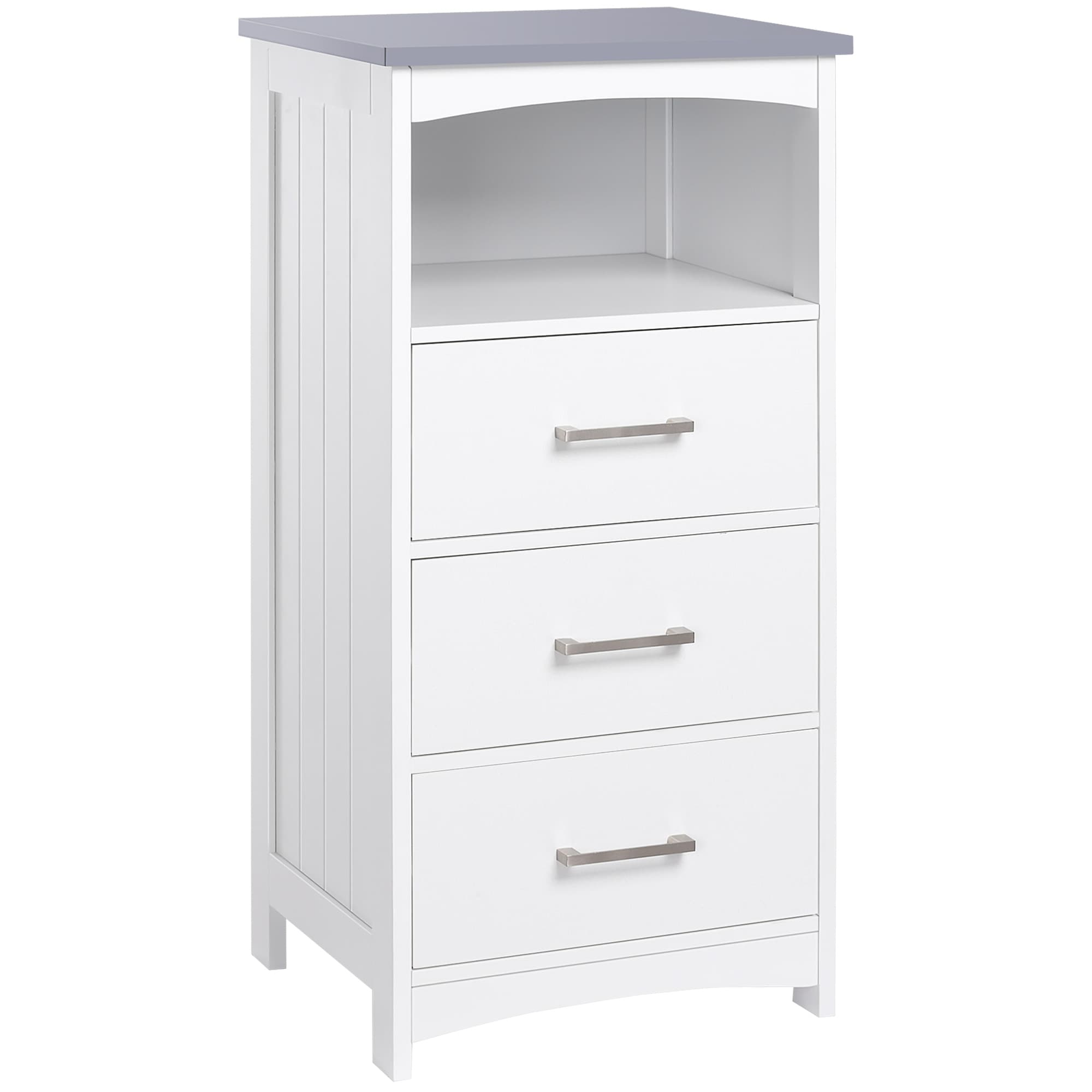 kleankin Meuble de rangement sur pied salle de bain avec 3 tiroirs et 1 niche - dim. 40L x 33l x 80H cm - blanc Aosom France
