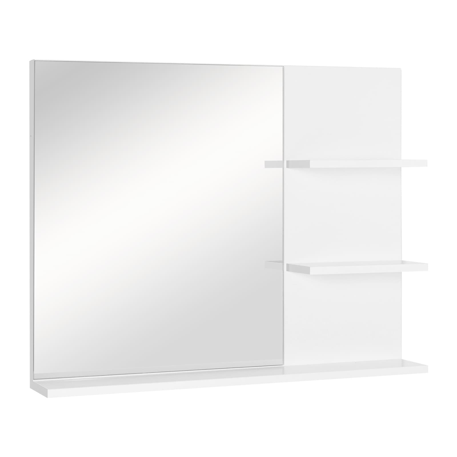 Kleankin Armoire Murale miroir salle de bain meuble de rangement mural 3 Niveaux de Rangement 60 x 10 x 48 cm Blanc Aosom France