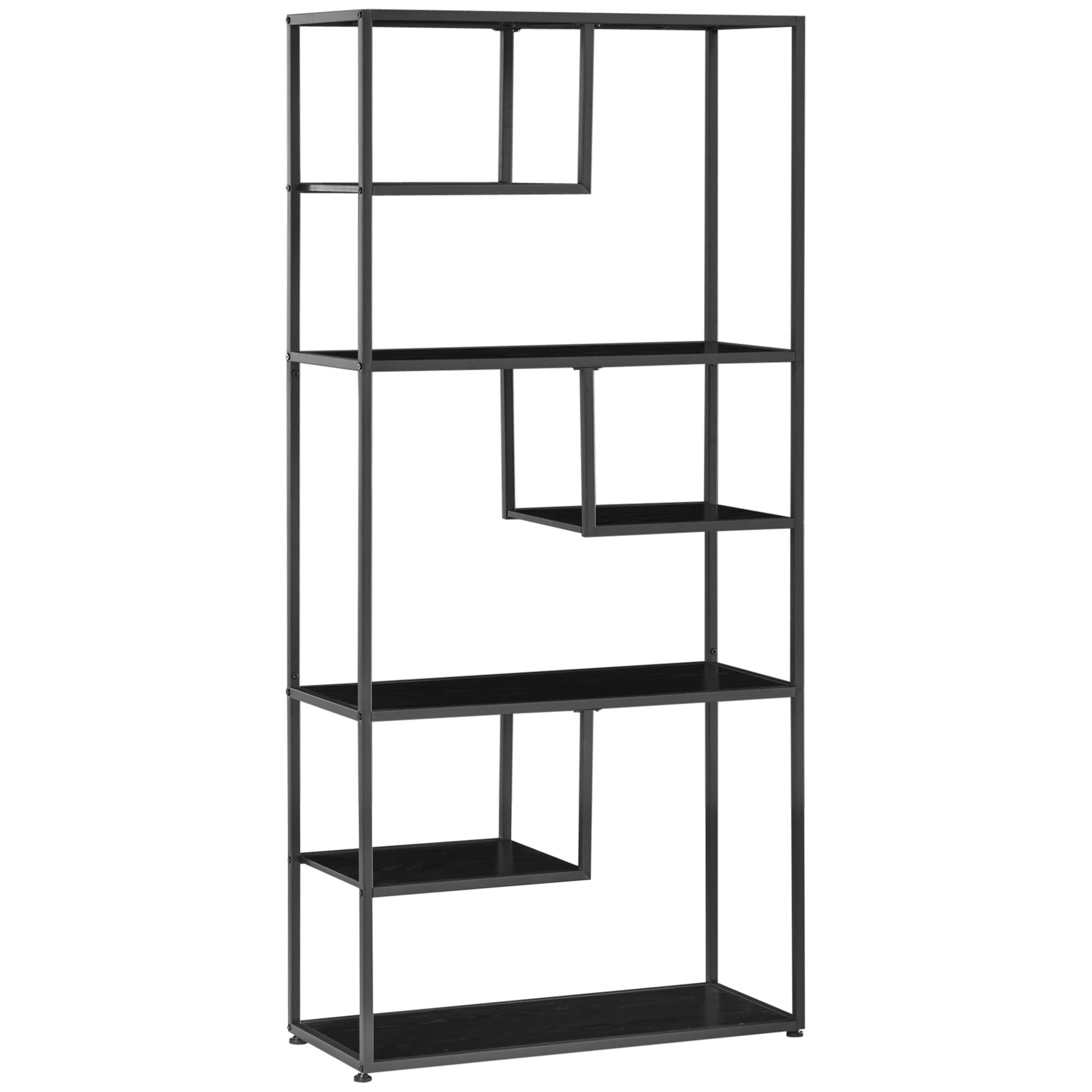 HOMCOM Bibliothèque étagère de rangement à 7 niveaux cadre en acier style industriel 83 x 34 x 180 cm noir