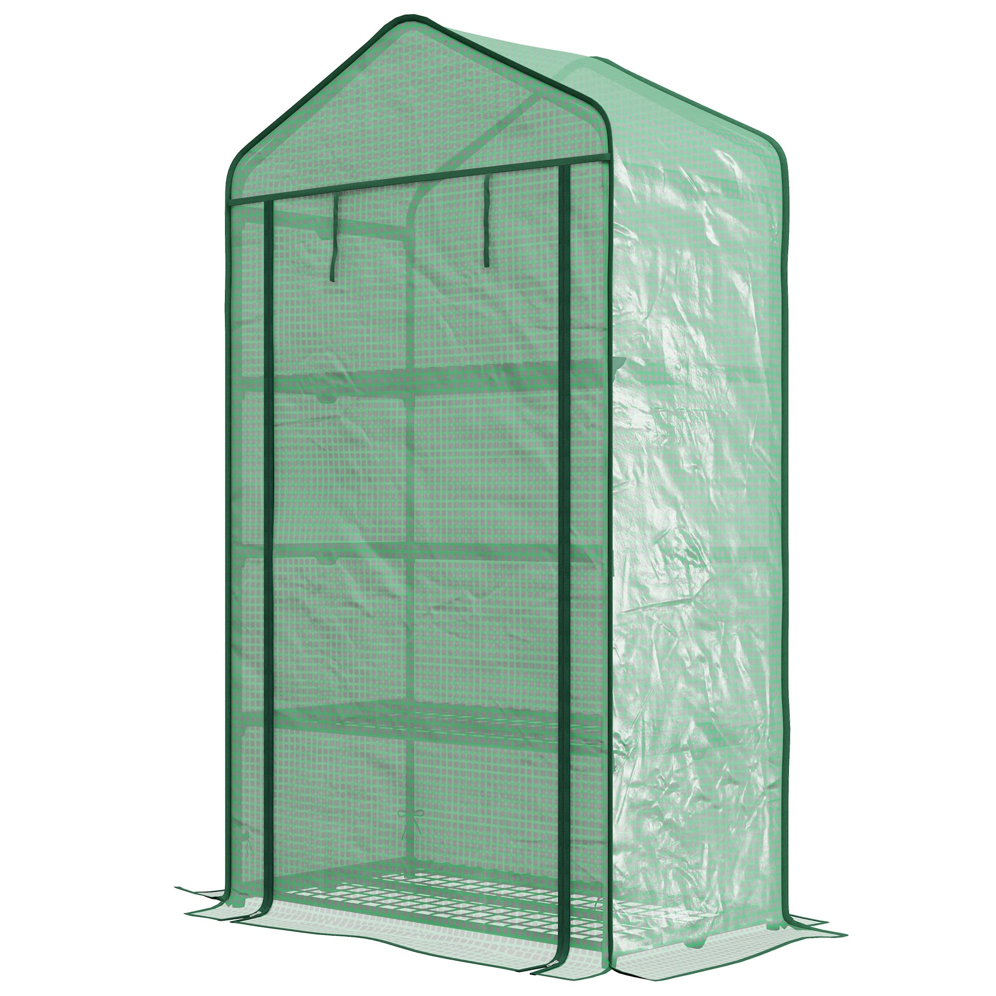 Outsunny Serre de Jardin Balcon étagère Serre 4 Niveaux 90L x 49l x 160H cm Acier galvanisé bâche Amovible PE Haute densité Vert