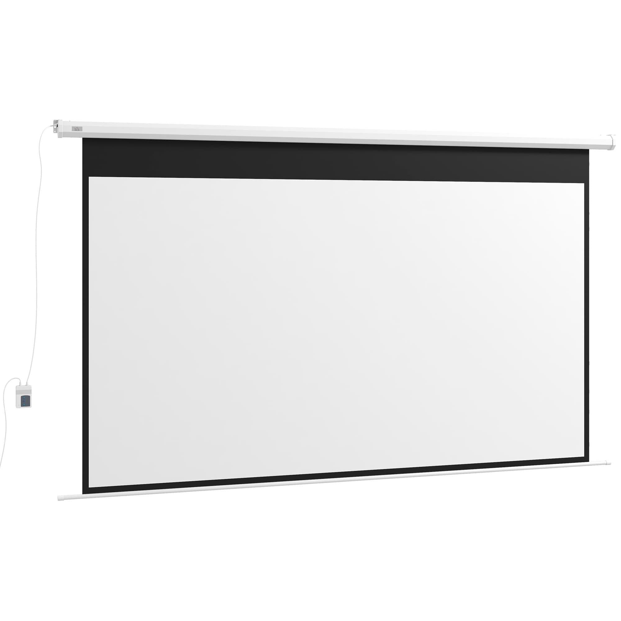 HOMCOM Écran de projection motorisé 120 pouces, 16:9 4K HD, fixation mural ou plafond avec télécommande, 293,5L x 8l x 176H cm