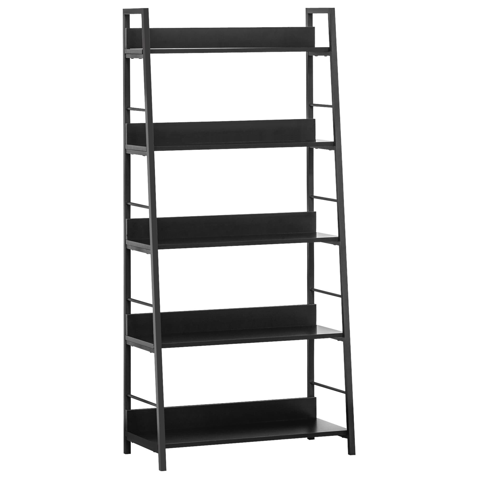 Homcom Étagère Bibliothèque à 5 Niveaux en Bois Style Industriel Noir 70 x 35 x 150 cm