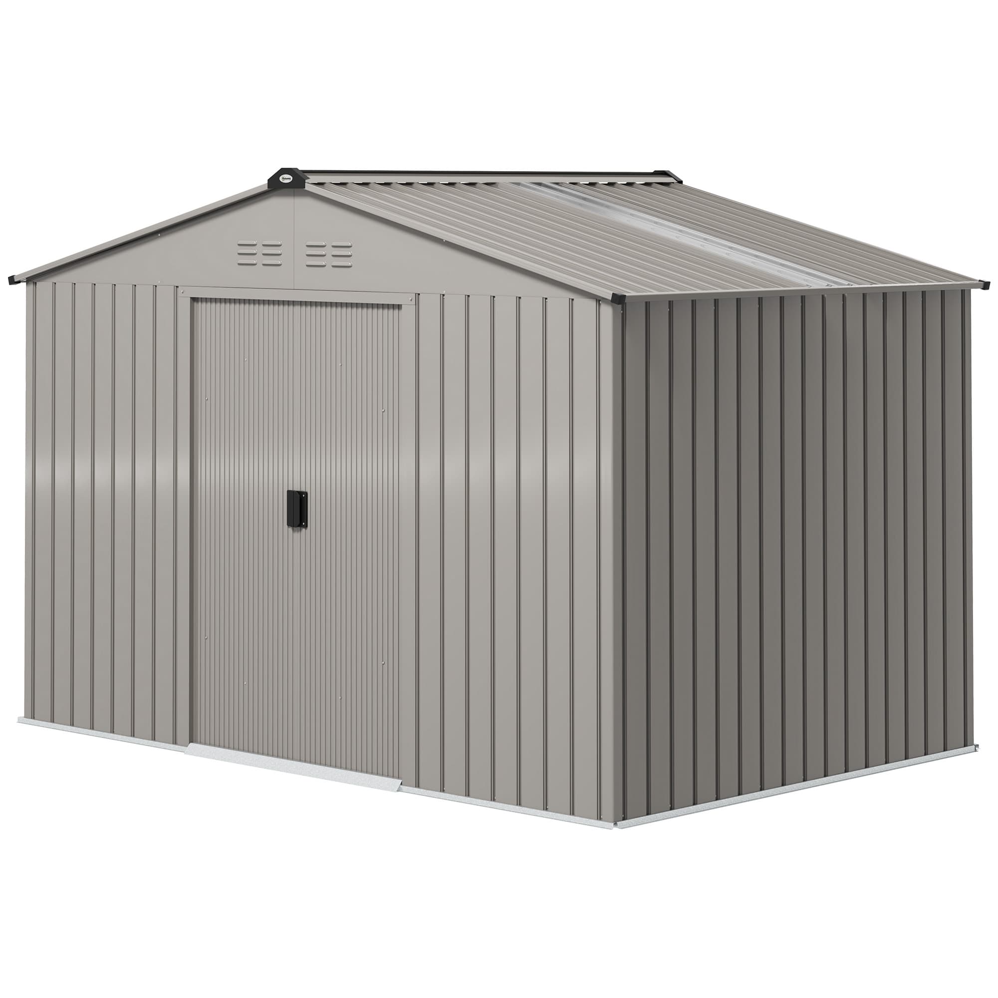 Outsunny Abri de jardin 5,4 m2 dim. 2,77 x 1,95 x 1,92 m fondation incluse porte coulissante ventilations tôle acier, anthracite