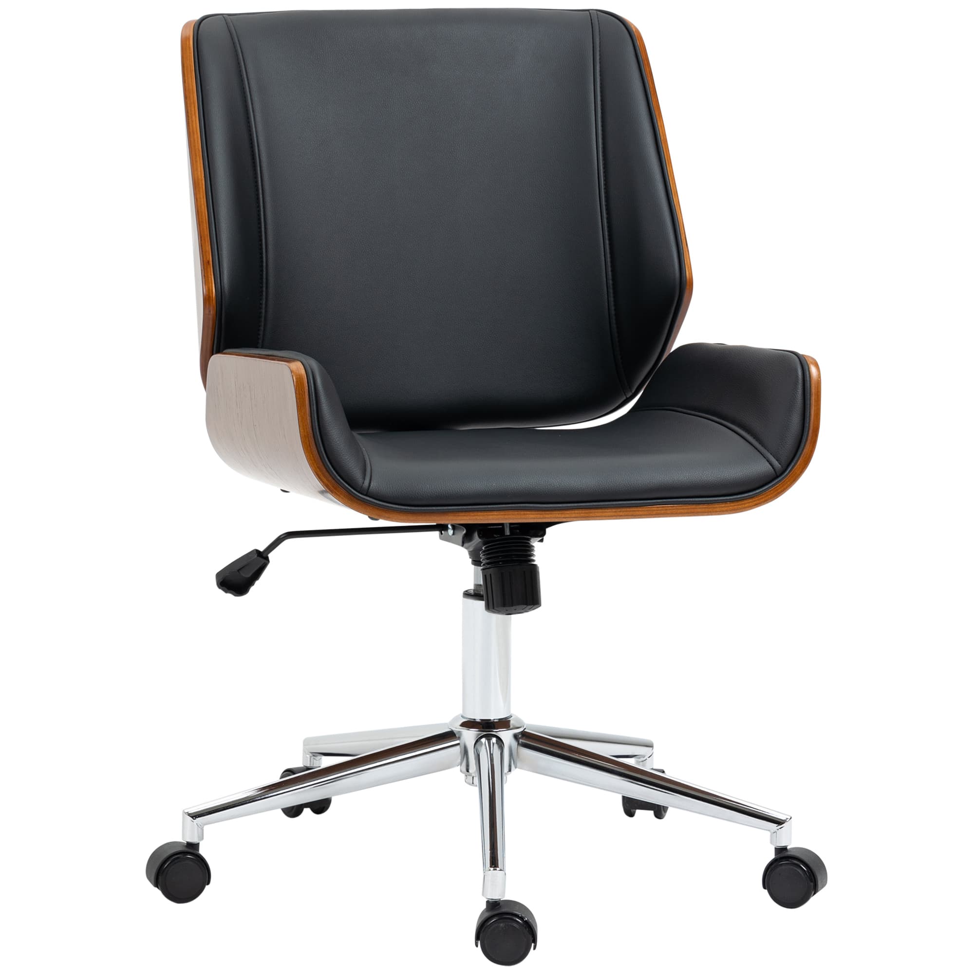 Vinsetto Fauteuil chaise de bureau ergonomique design vintage hauteur réglable pivotant 360° piètement chromé 51 x 65,5 x 82-92 cm gris