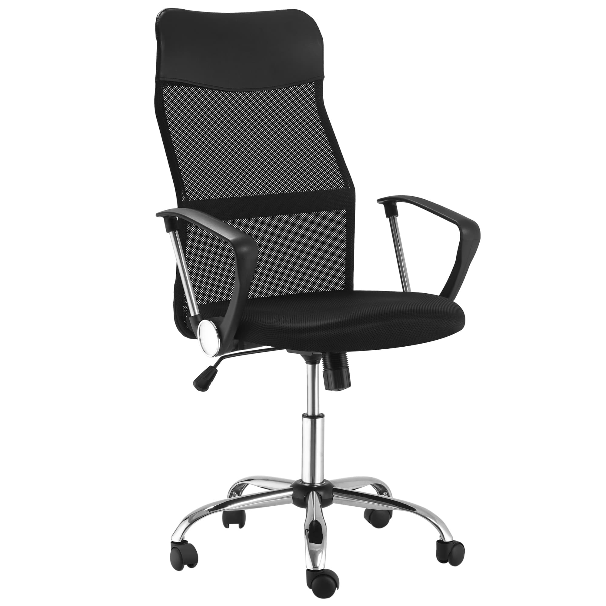 HOMCOM Fauteuil Manager Ergonomique Dossier Respirant Assise Réglable Pivotant Noir Aosom France