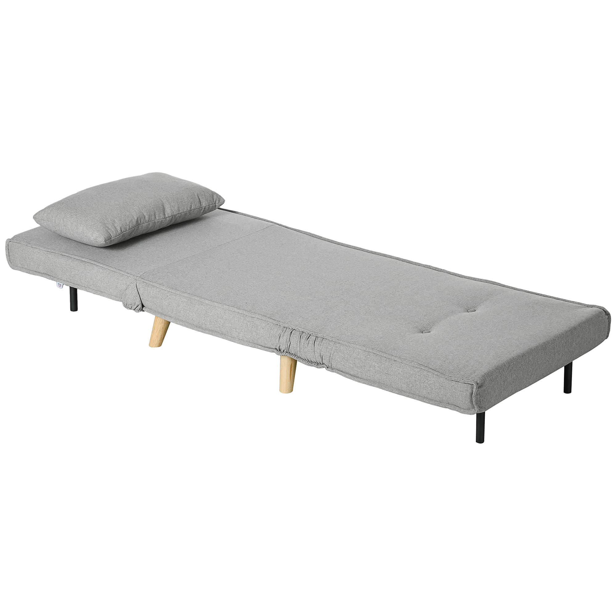 HOMCOM Fauteuil convertible 2 en 1 chauffeuse lit 1 place Dossier Réglable pieds en Bois et coussin