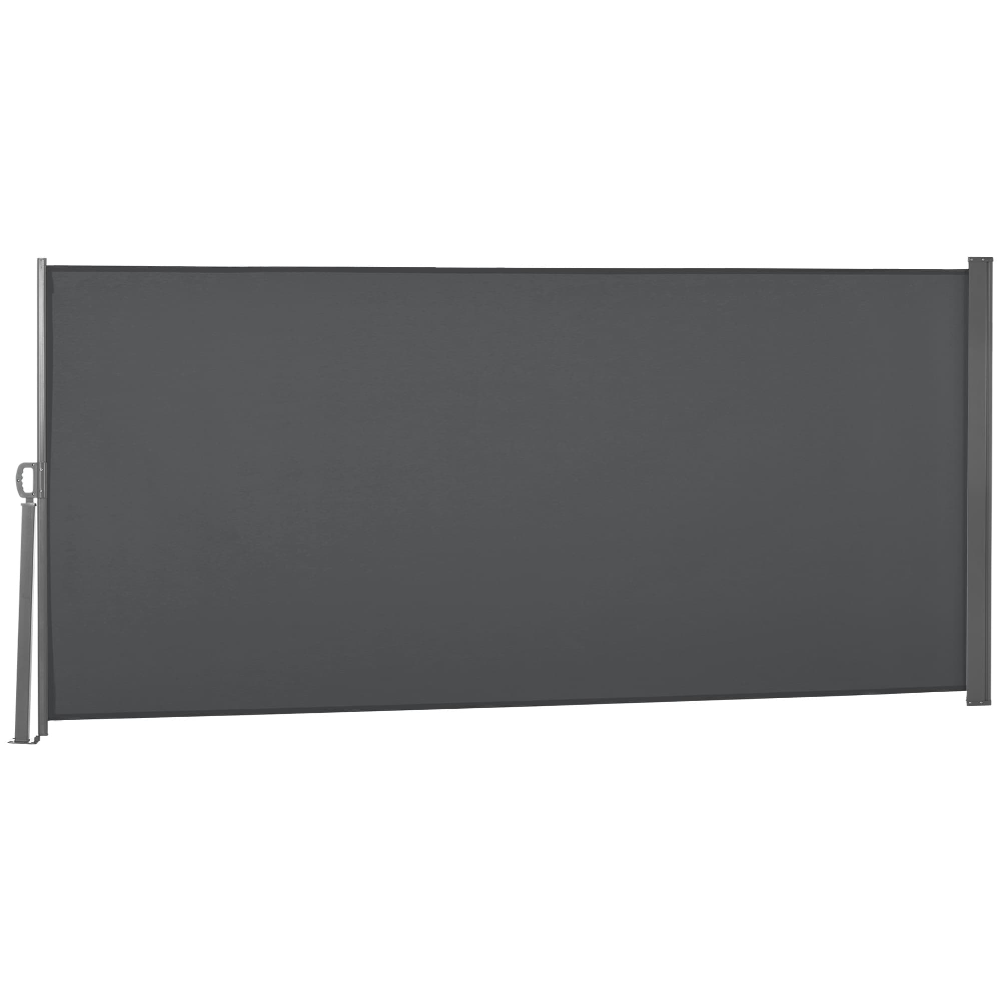 Outsunny Store latéral brise-vue paravent rétractable 3 x 1,6 m métal polyester imperméable anti-UV haute densité 180 g/m2 gris