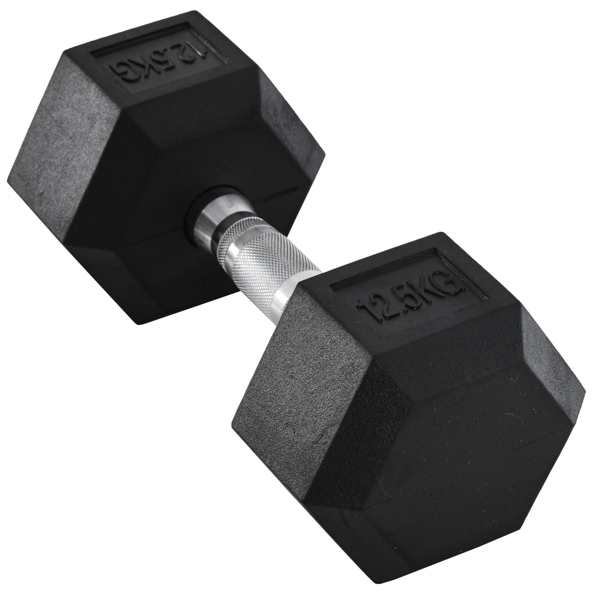 HOMCOM Haltère hexagonal 12,5 kg en fonte caoutchouté pour maison bureau gym à domicile, noir