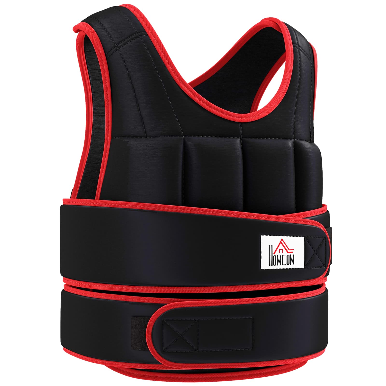 HOMCOM Gilet lesté réglable 20 Kg max. oxford 38 sacs de poids séparés et amovibles 40l x 59H cm noir rouge