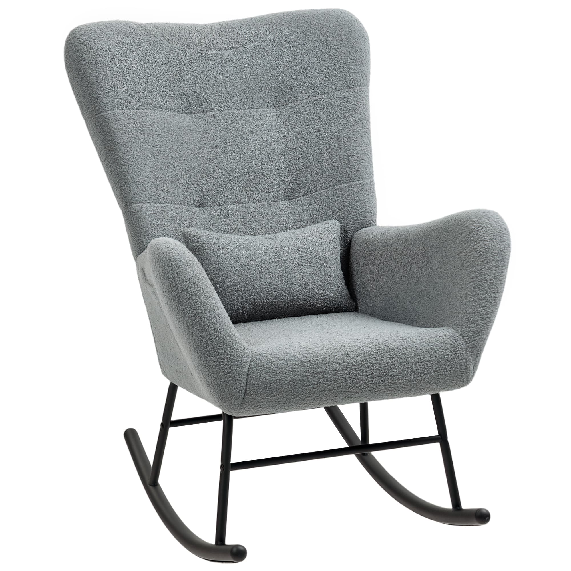 HOMCOM Chaise à Bascule, Revêtement Doux, Coussin Lombaire, Antidérapant, Jusqu'à 120 kg, Gris
