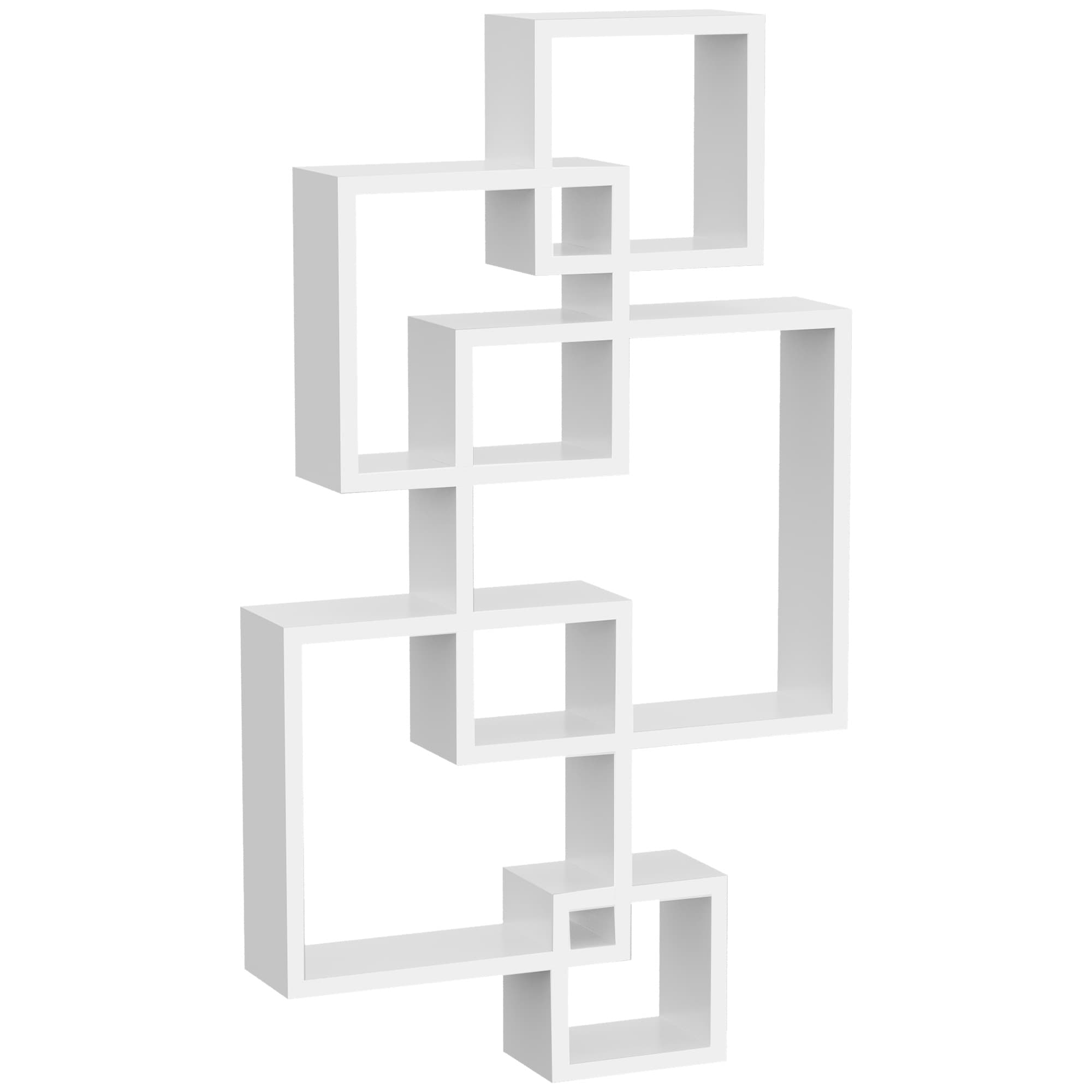 HOMCOM Etagère murale flottante, 5 étagères, bois massif, Blanc