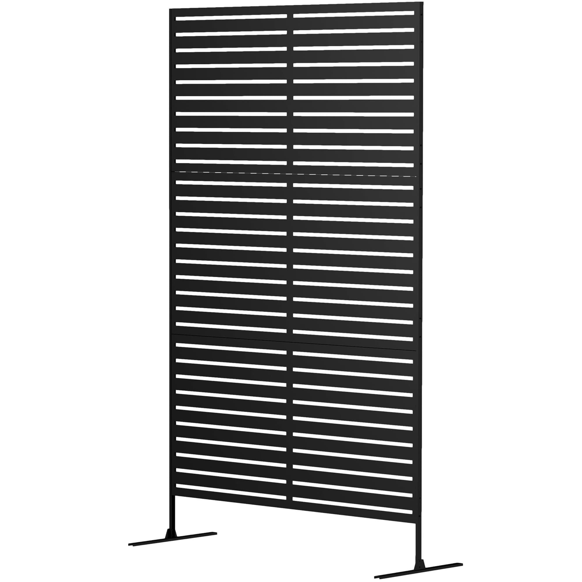 Outsunny Diviseur d'Espace Extérieur en Métal, Design en Lamelles, Cloison Décorative pour Terrasse, Jardin, Balcon, Noir