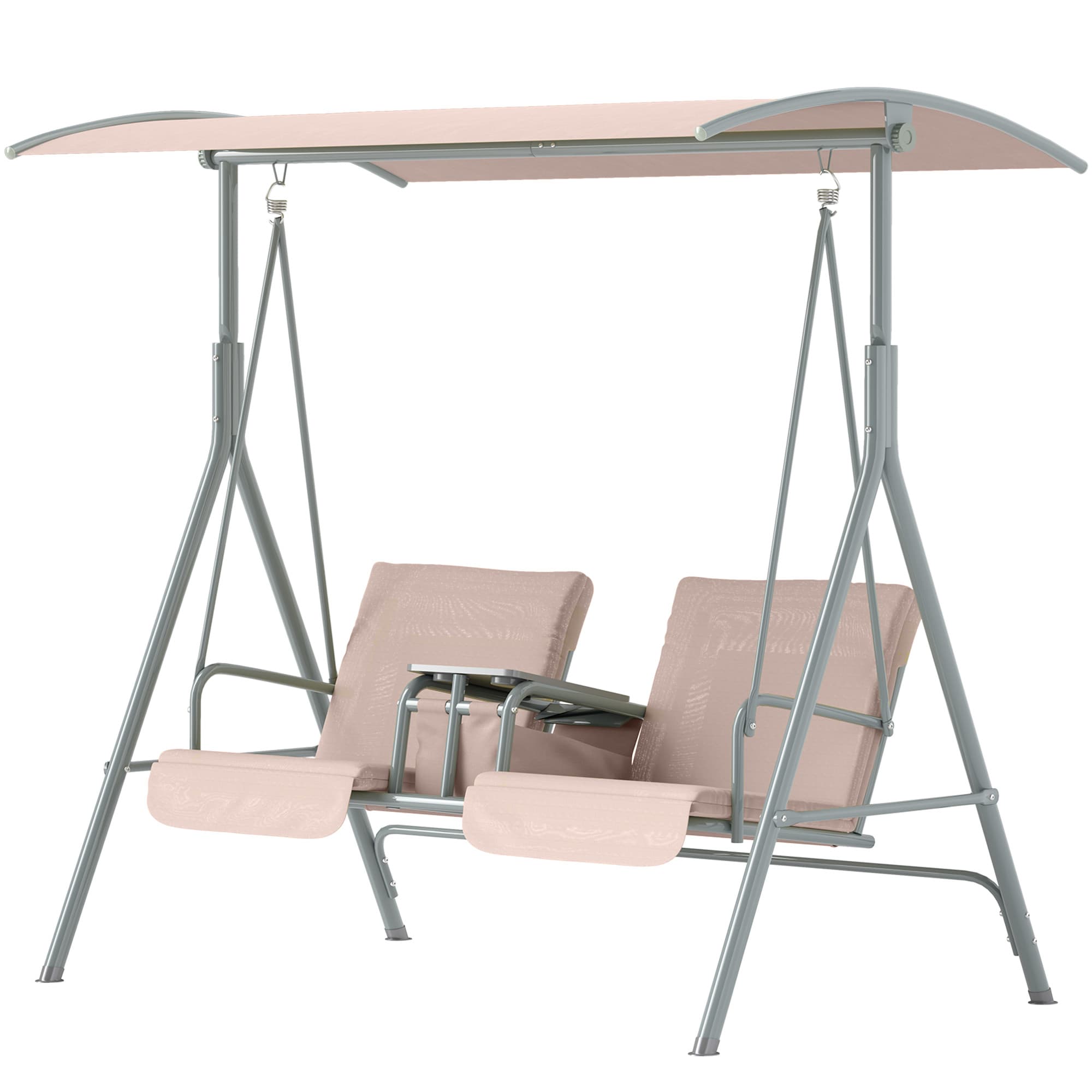 Outsunny Balancelle Hollywood, Balancelle de jardin, Balancelle 2 places avec auvent, 175 x 112 x 165 cm, Beige