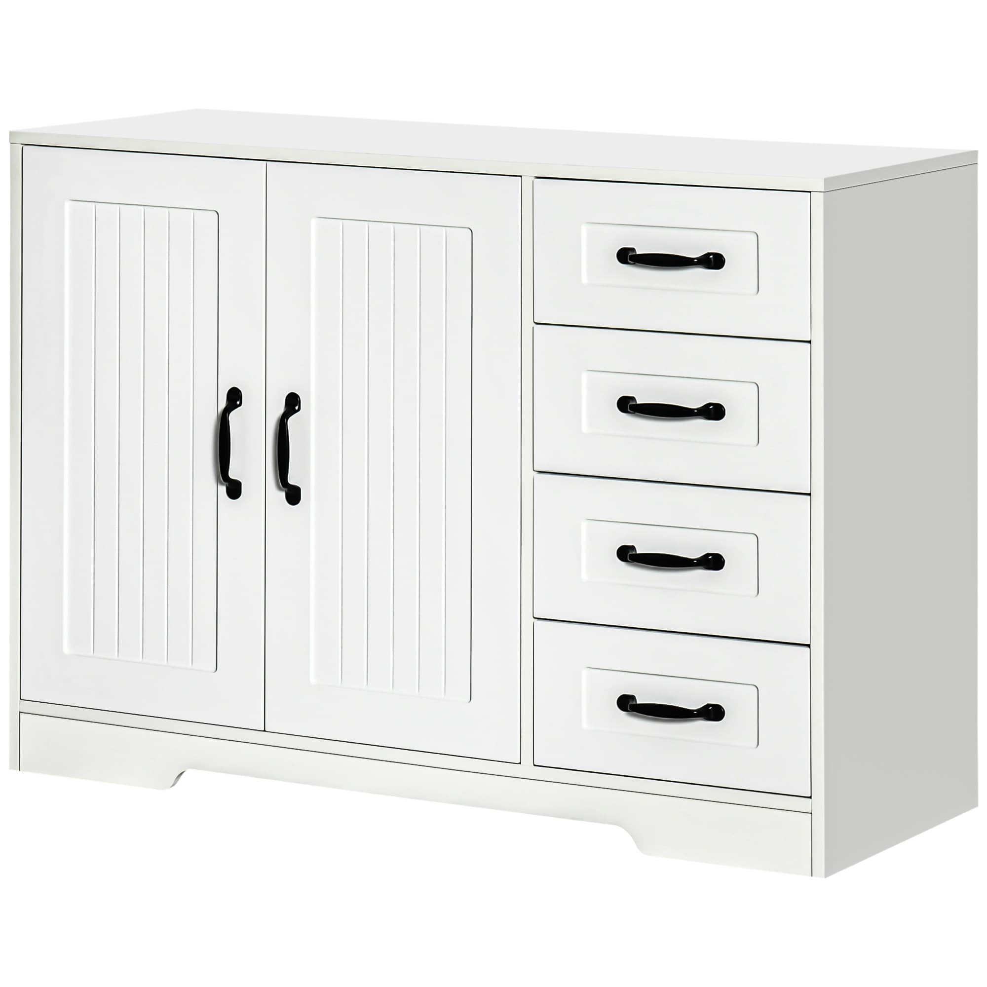 HOMCOM Buffet Commode Armoire, Style Moderne, 4 Tiroirs, 1 Armoire, 105 cm x 40 cm x 76 cm, Blanc