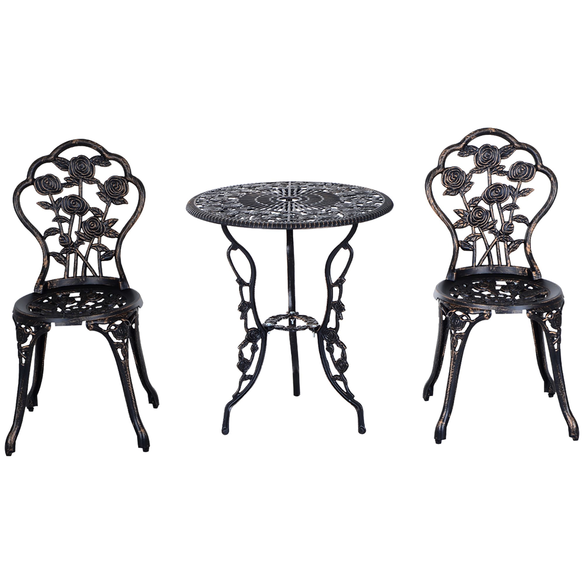 Outsunny Ensemble de Mobilier de Jardin pour 2 Personnes Groupe de Sièges Balcon Balcon Meubles Ensemble Ensemble de Table Chaise Bronze